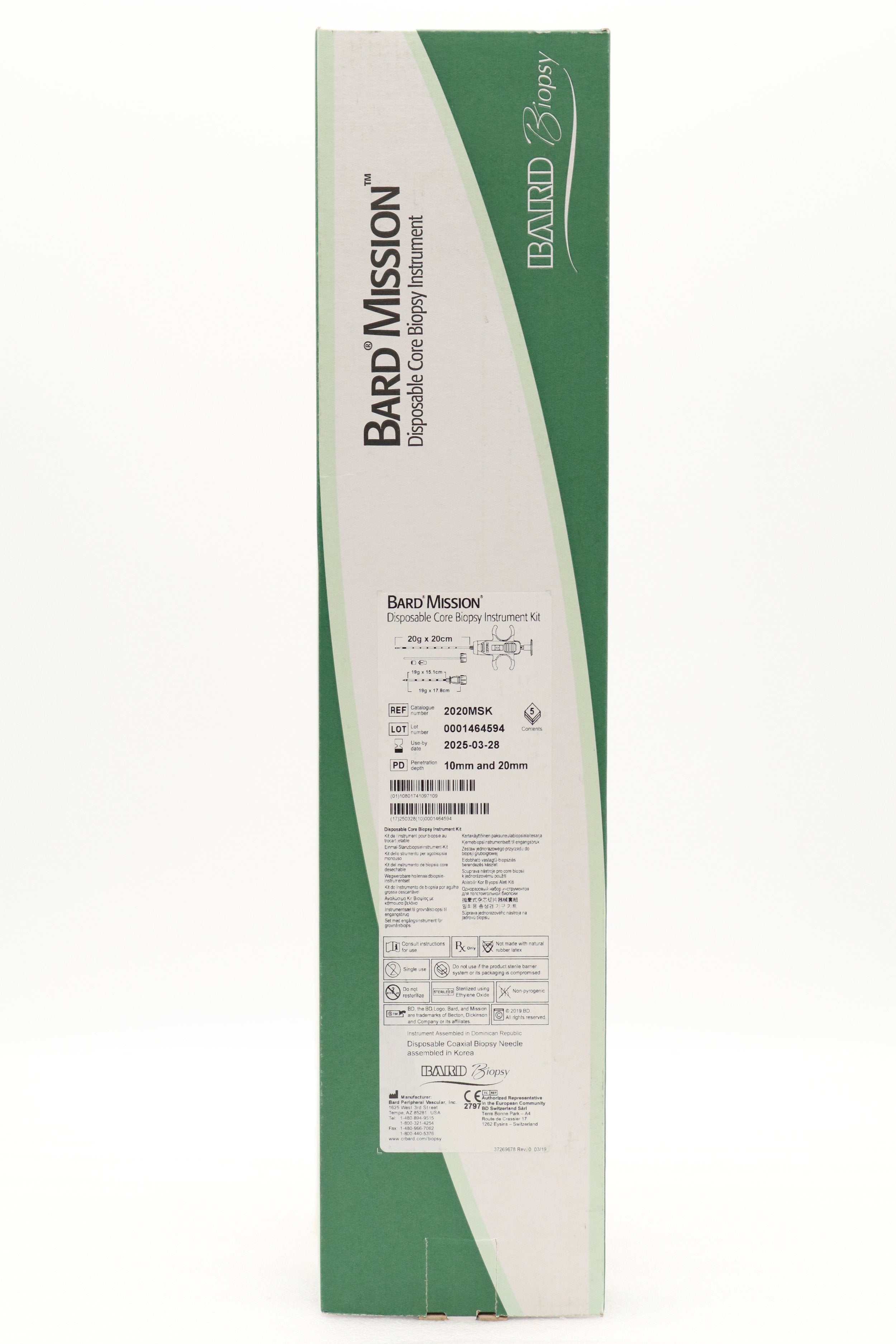 Bard | 2020MSK | Mission Disposable Core Biopsy Kit 20G x 20cm