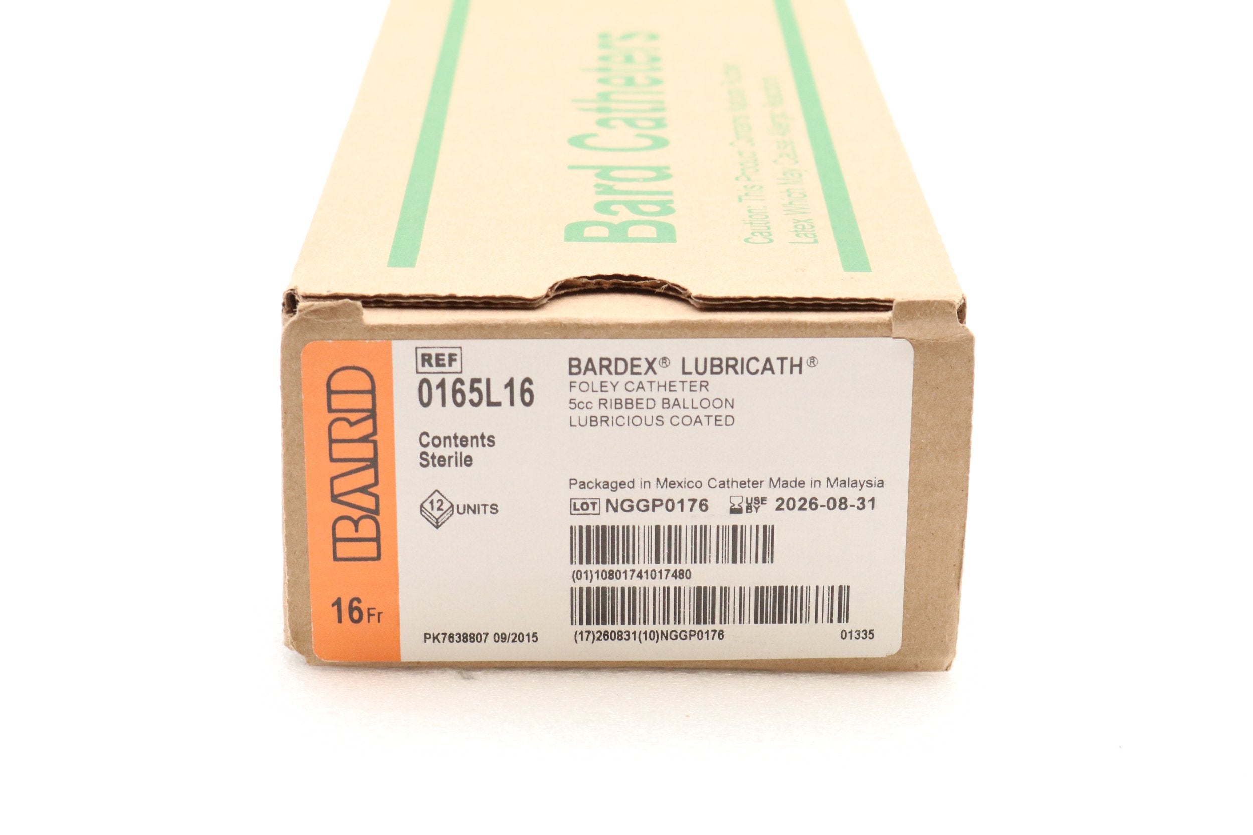 Bard | 0165L16 | Bardex Lubricath Two-Way 16F Foley Catheter, 5cc Balloon