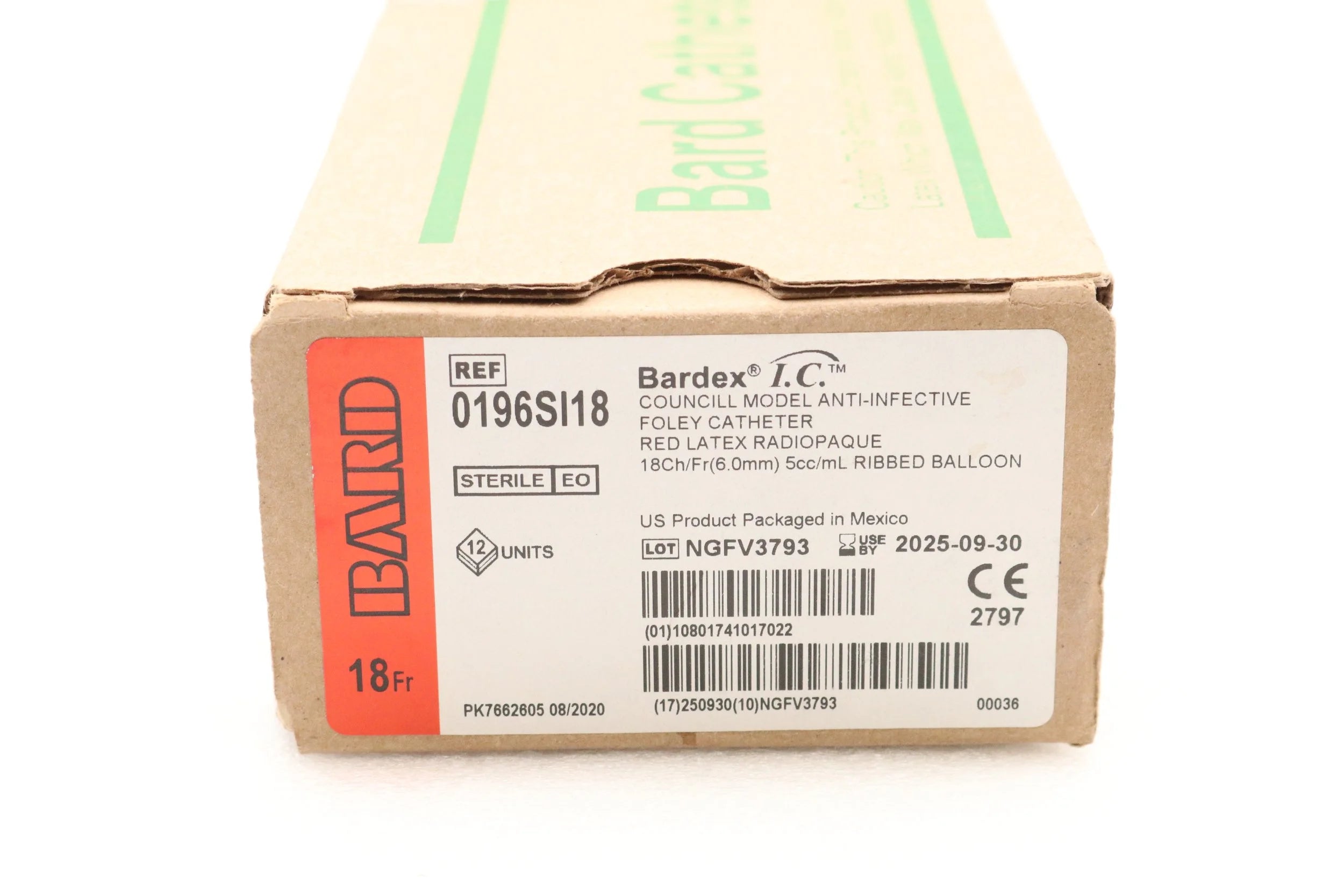 Bard | 0196SI18 | Infection Control 2-Way Council Foley Catheter, 5 mL, 18 Fr