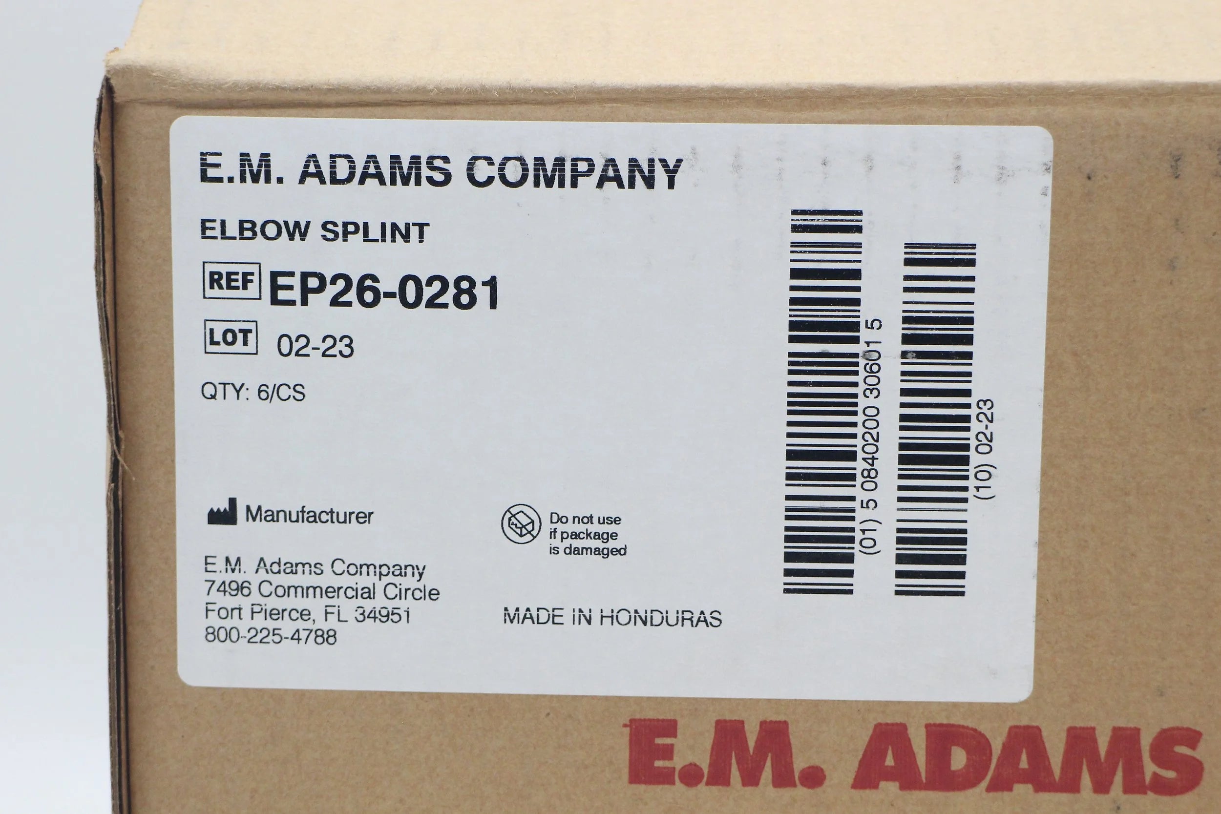 E.M. Adams | EP26-0281 | Elbow Splints by E. M. Adams Company