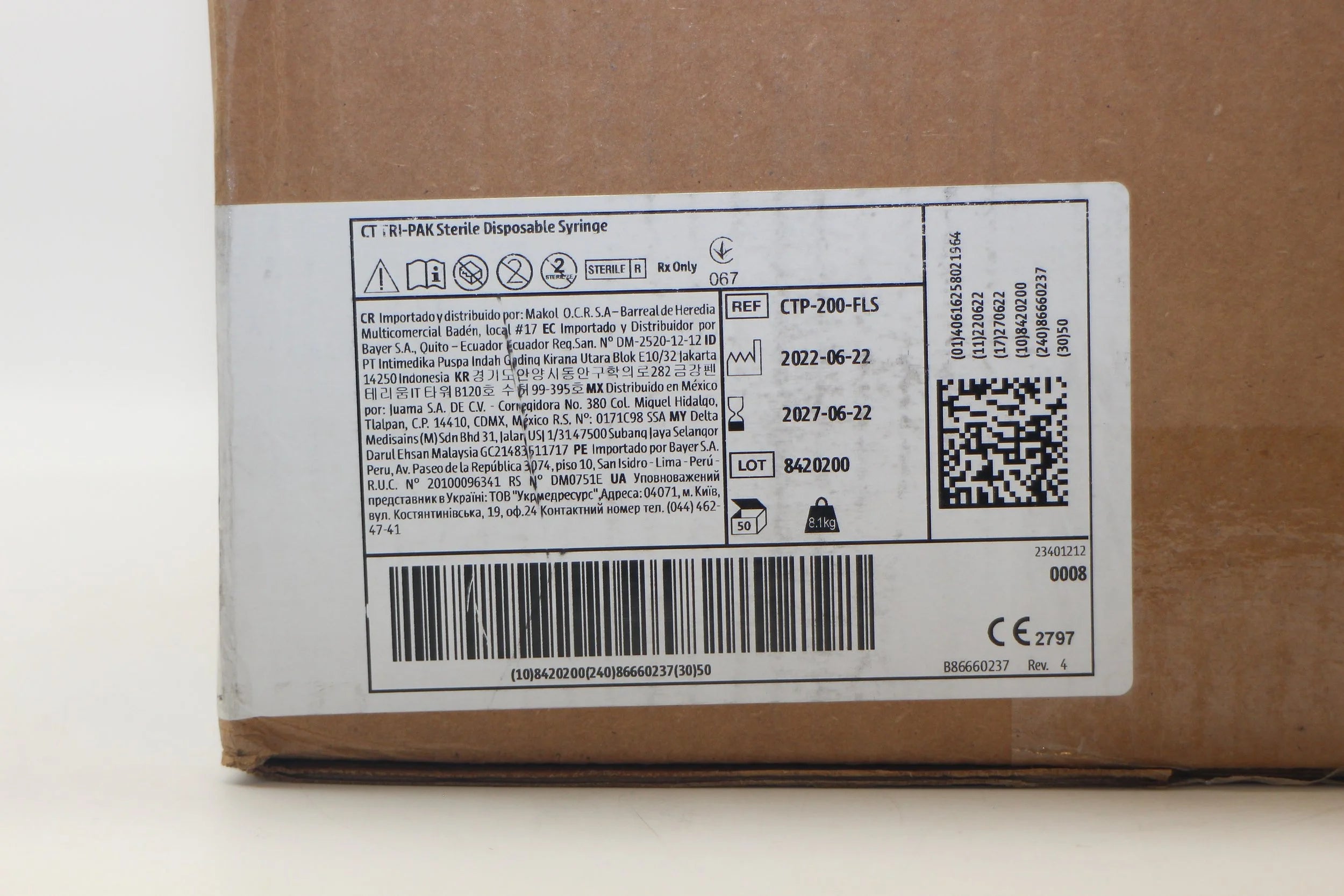 Bayer | CTP-200-FLS | CT TRI-PAK Sterile Disposable Syringe