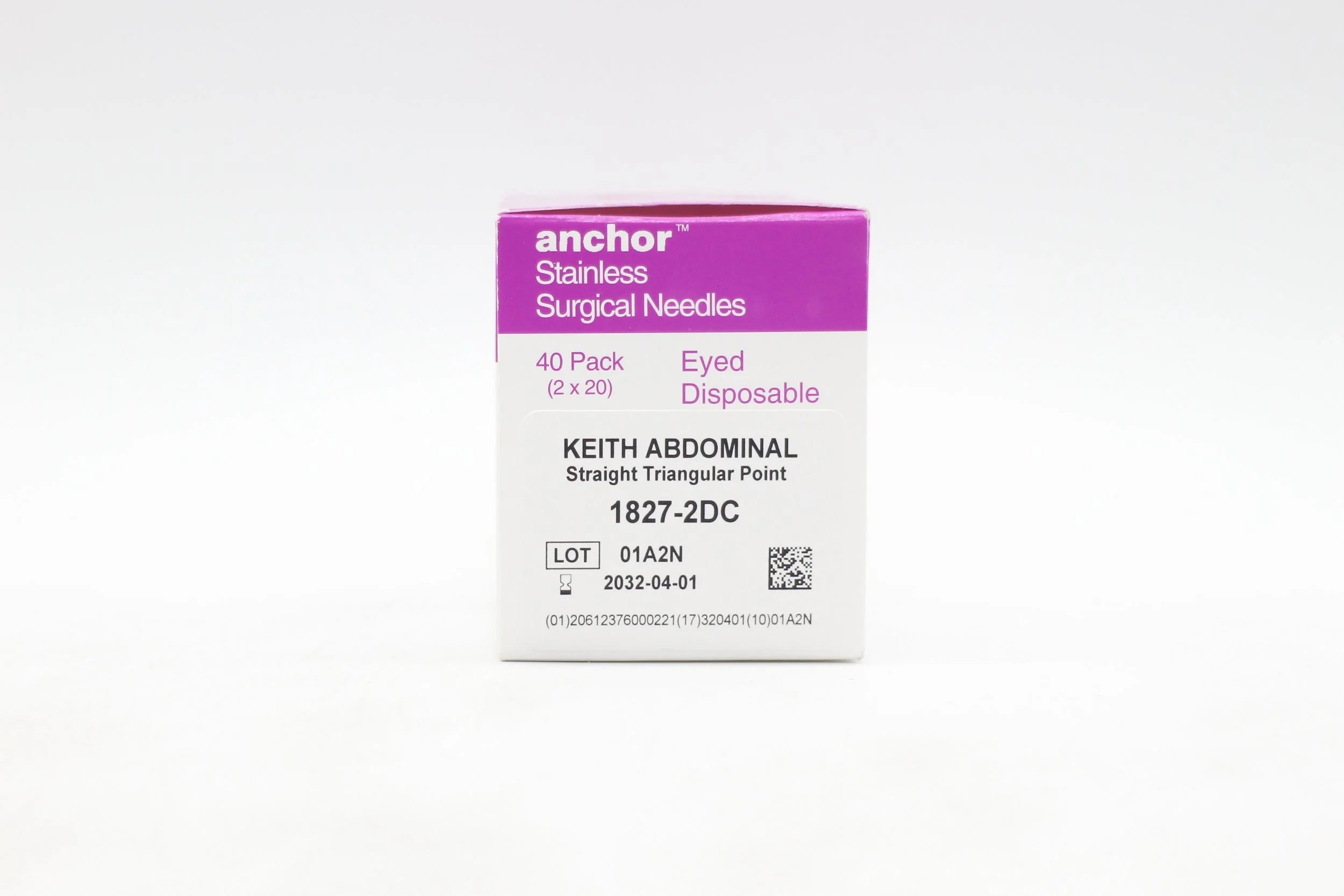 Anchor | 1827-2DC | Stainless Surgical Needles Package of 2 Keith Straight Abdominal Triangular Point