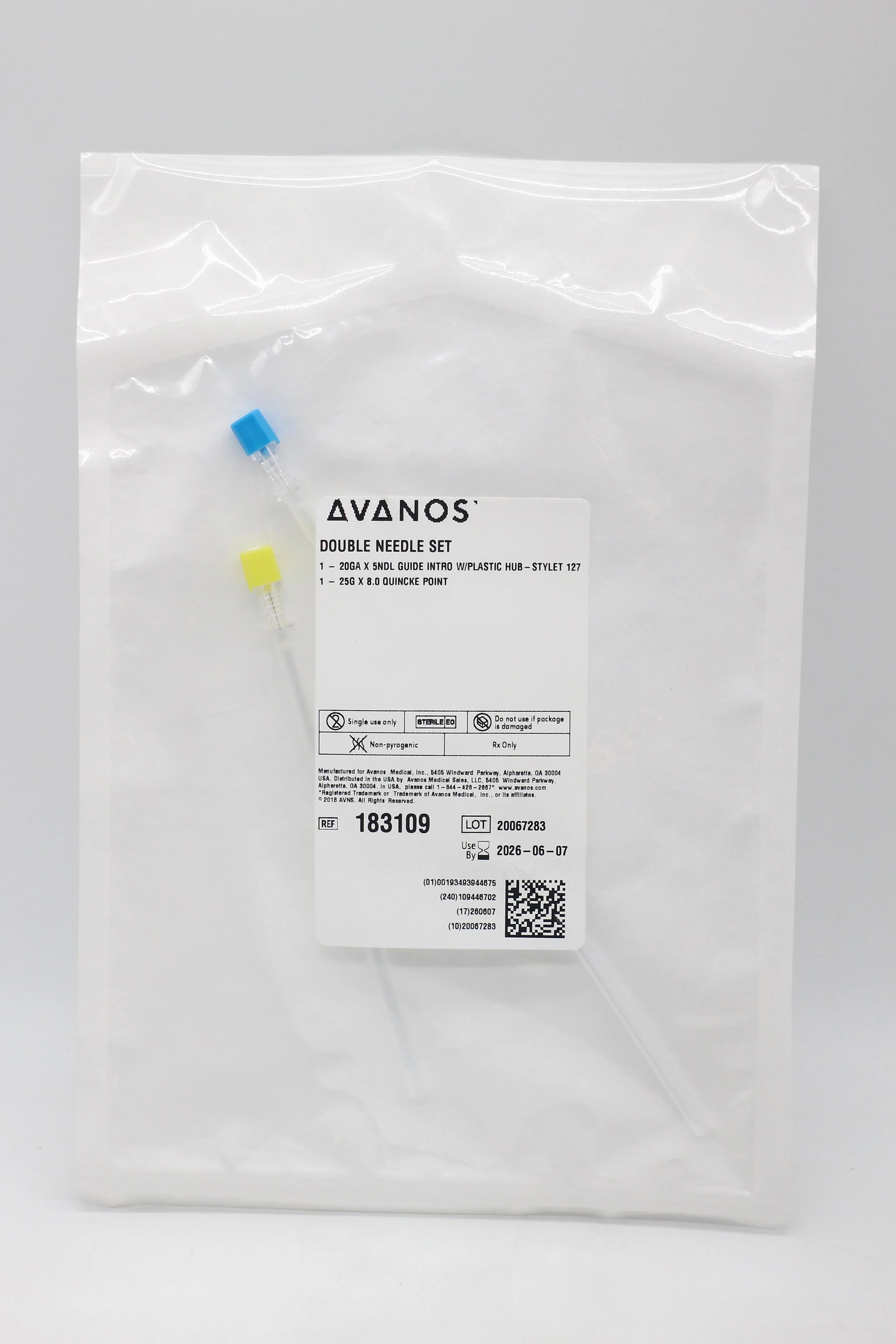 Avanos Medical | 183109 | Spinal Needle with Introducer * 8 Inch - Needle , 5 Inch - Introducer 25 Gauge Needle / 20 Gauge Introducer Quincke Style