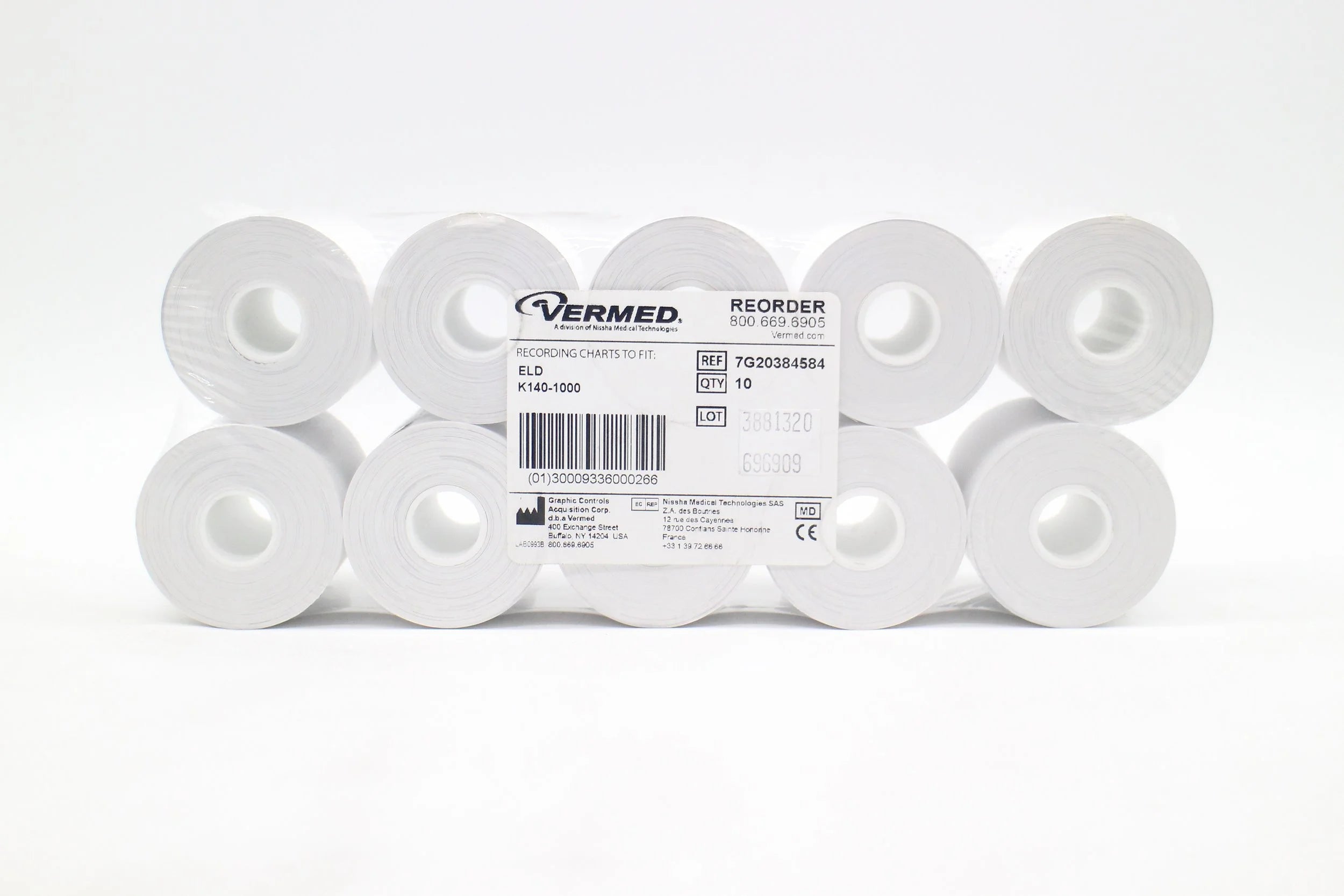 Vermed | 7G20384584 | Chart Paper Recording Charts to Fit ELD K140-1000