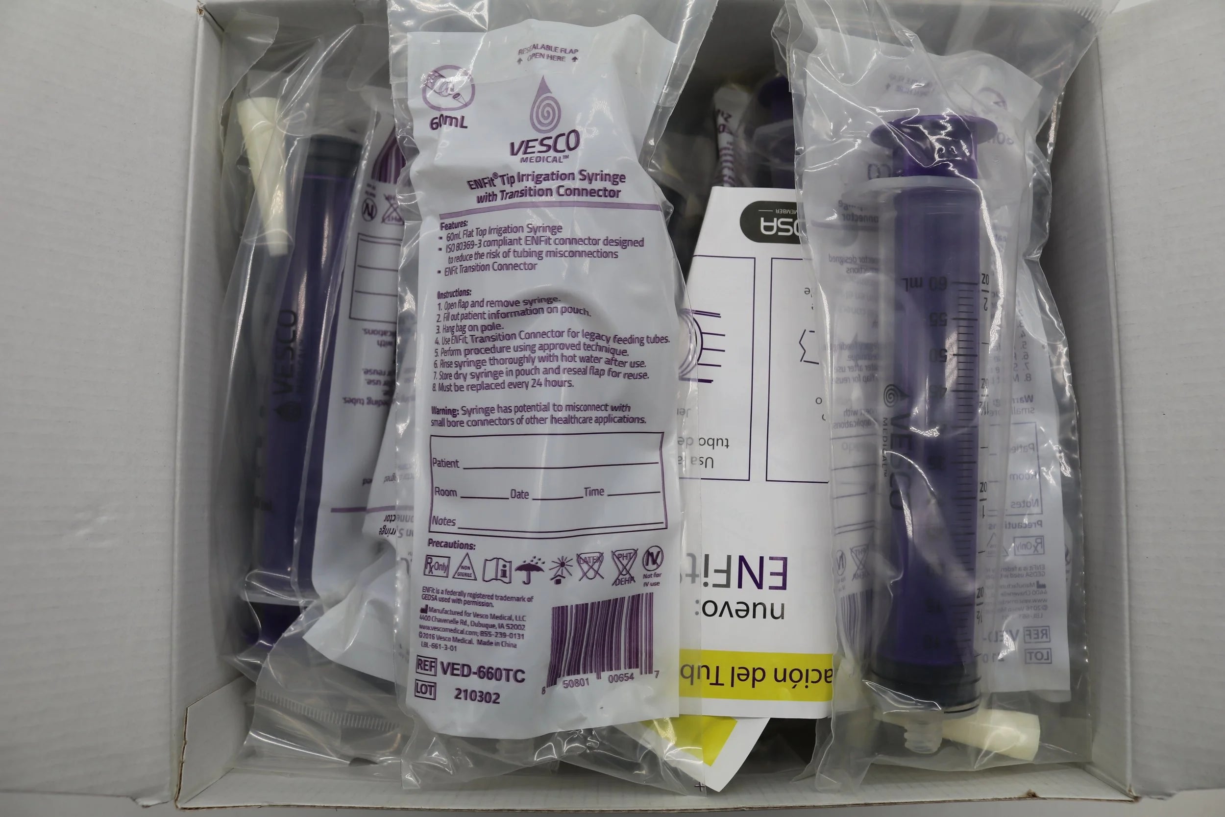 Ovesco | VED-660TC | ENFit Tip Syringe with Transition Connector 60 mL