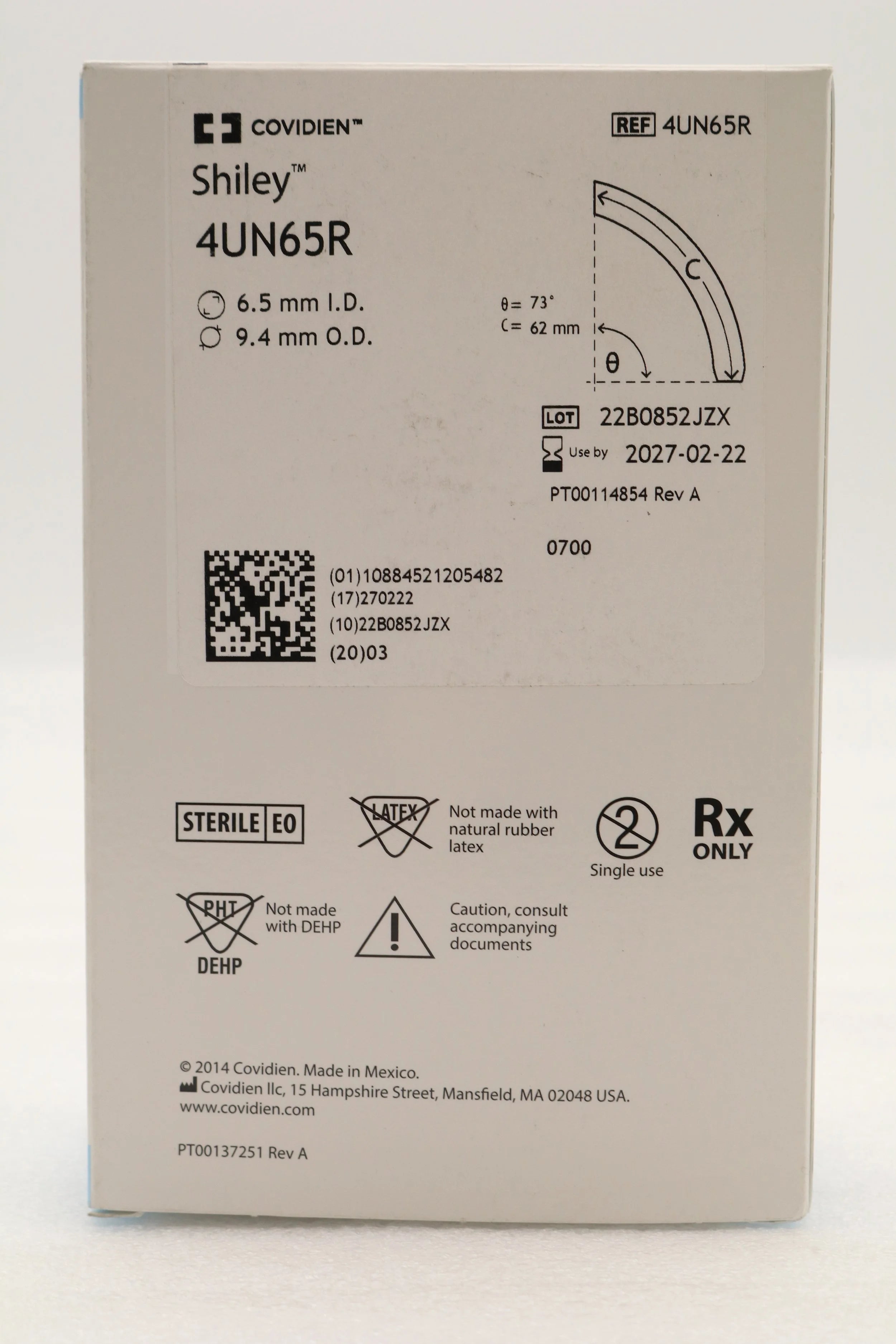 Covidien | 4UN65R | Flexible Cuffless Trach Tube, Size 6.5, 6.5x9.4x62 mm
