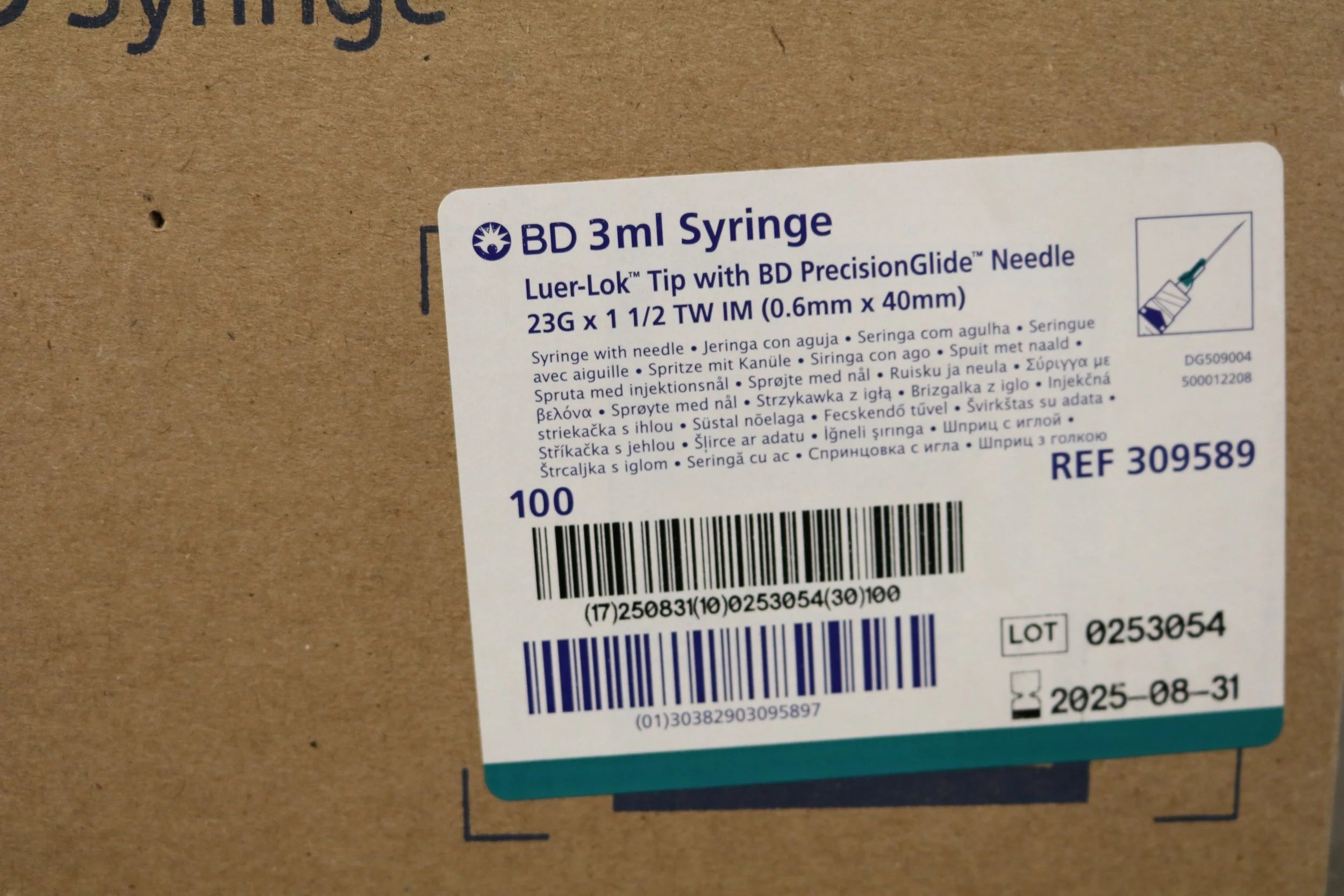 BD | 309589 | 3ml Syringe Luer-Lok Tip with PrecisionGlide Needle