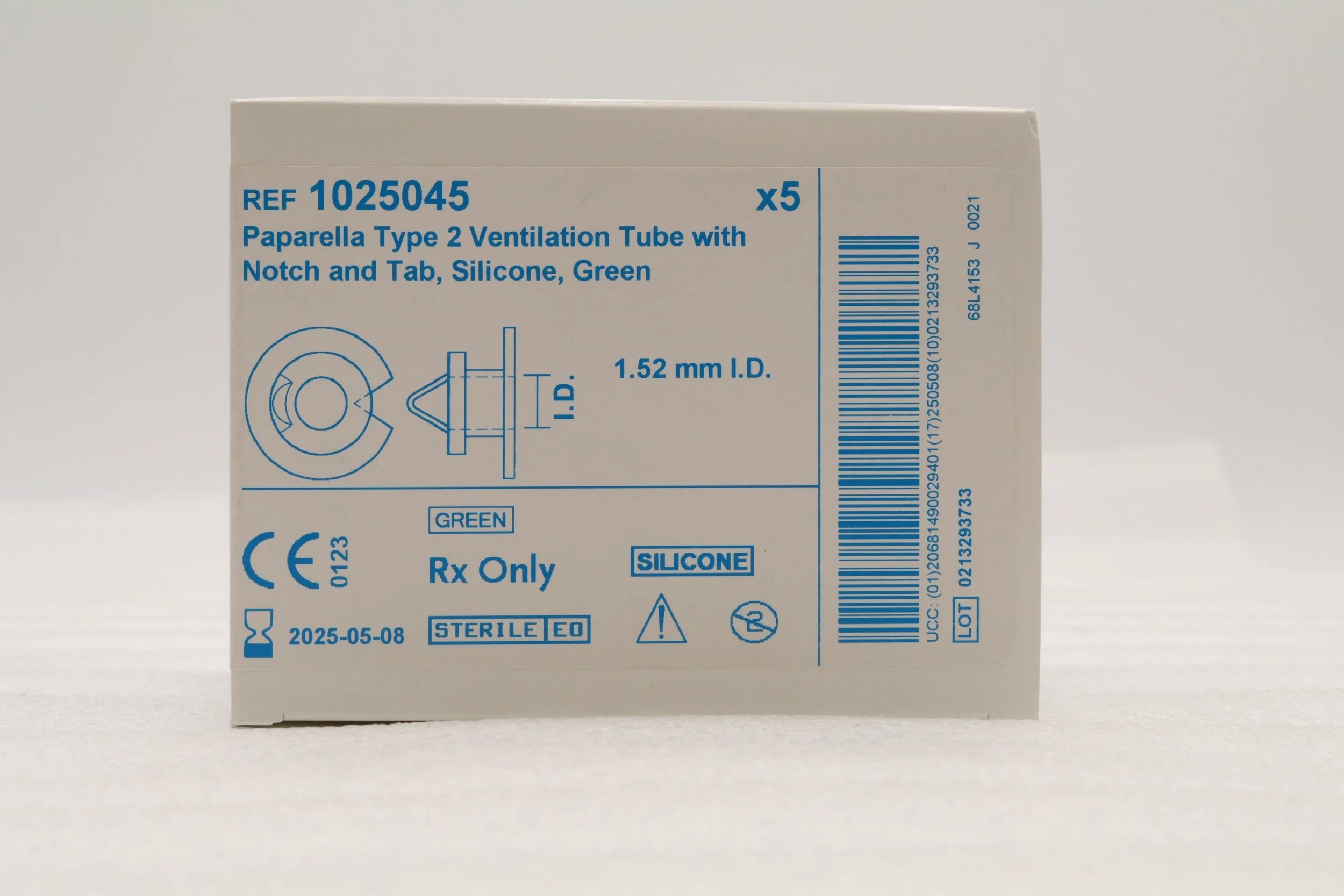 Medtronic | 1025045 | Paparella Ventilation Tube, Notch & Tab, Silicone 1.52mm