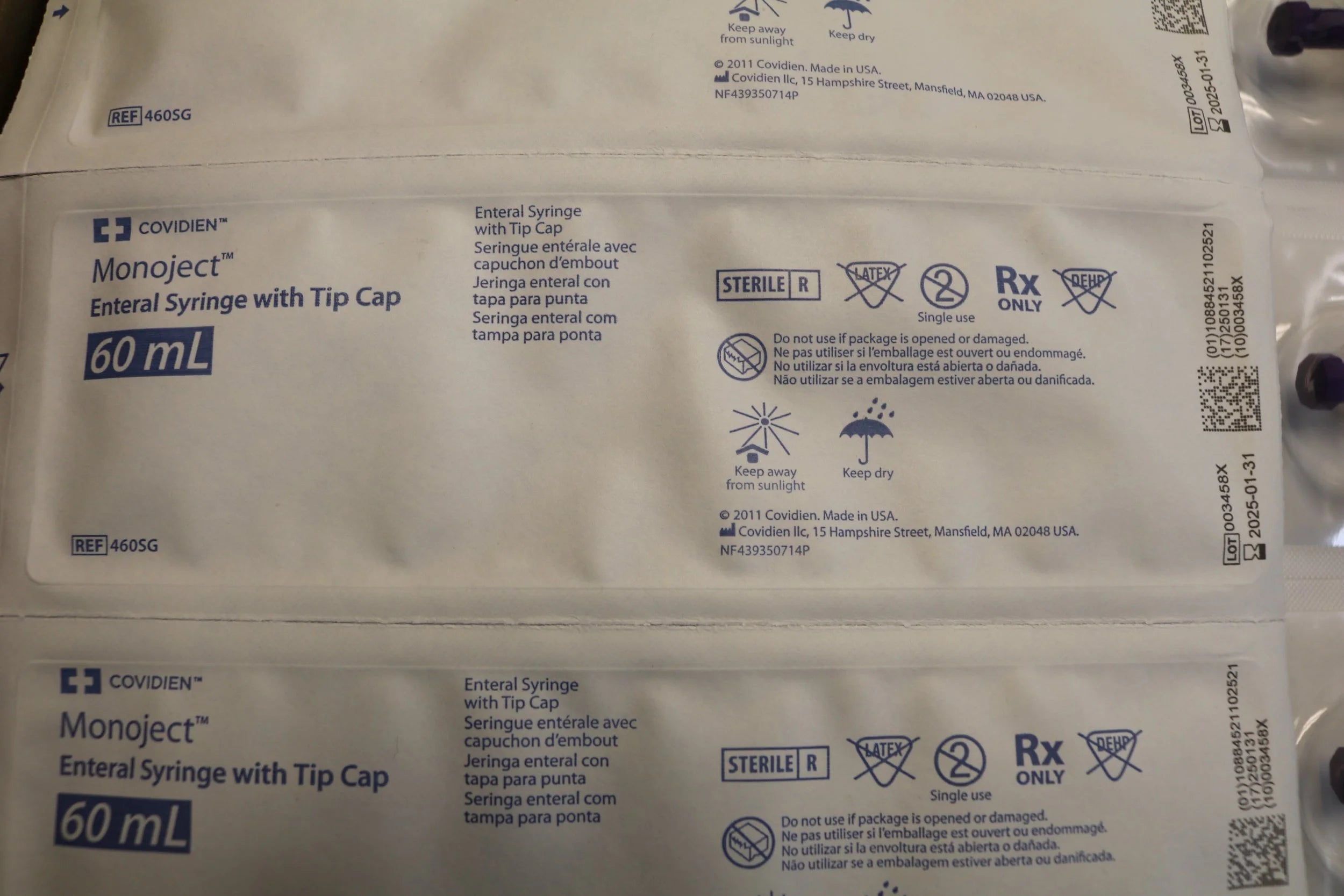 Covidien | 460SG | Monoject Enteral Syringe with Tip Cap 60ml