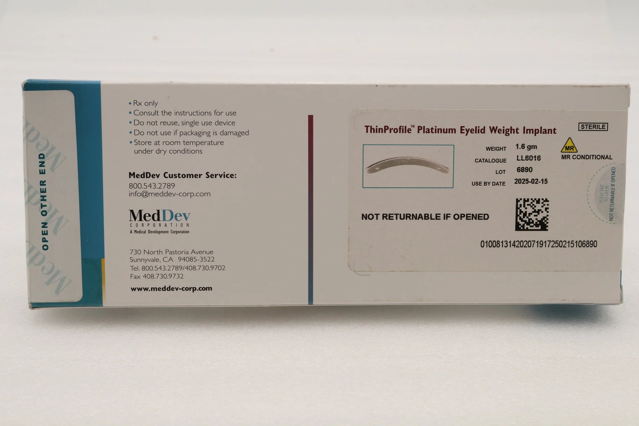 MedDev | LL6016 | ThinProfile Platinum Eyelid Weight Implant 1.6 g