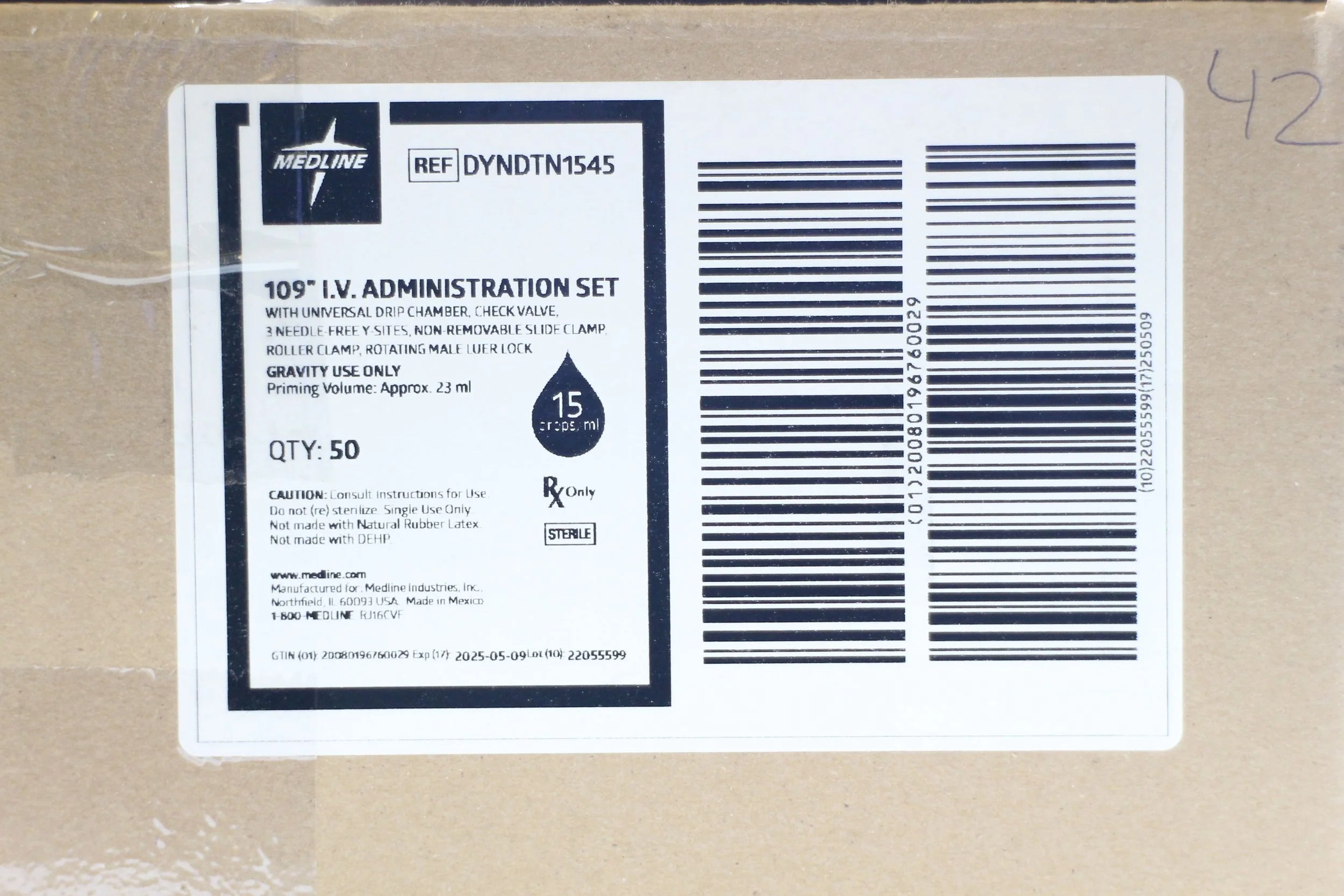 Medline | DYNDTN1545 | 109" I.V. Administration Set