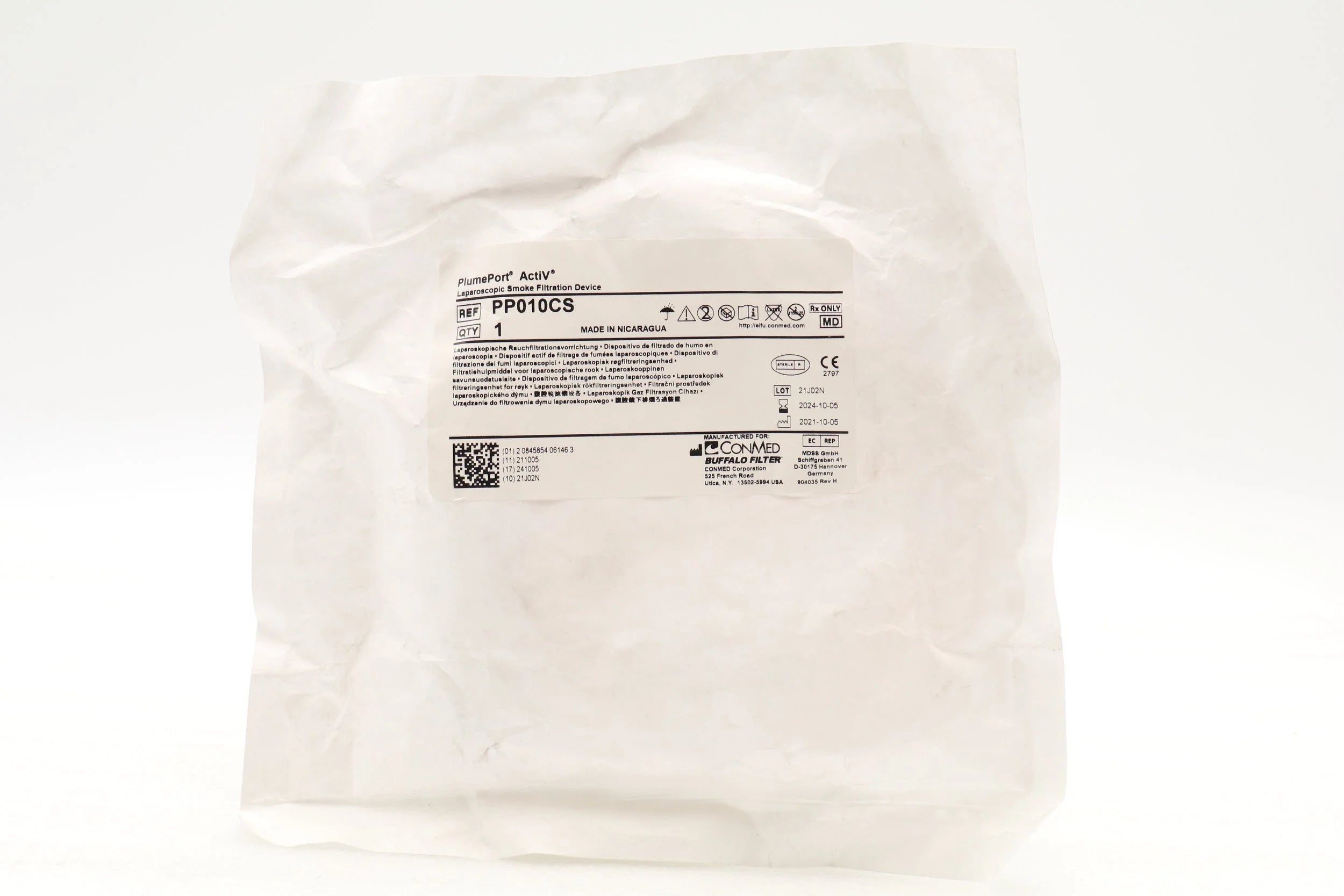 Conmed | PP010CS | Buffalo Filter PlumePort ActiV Laparoscopic Filtration Device