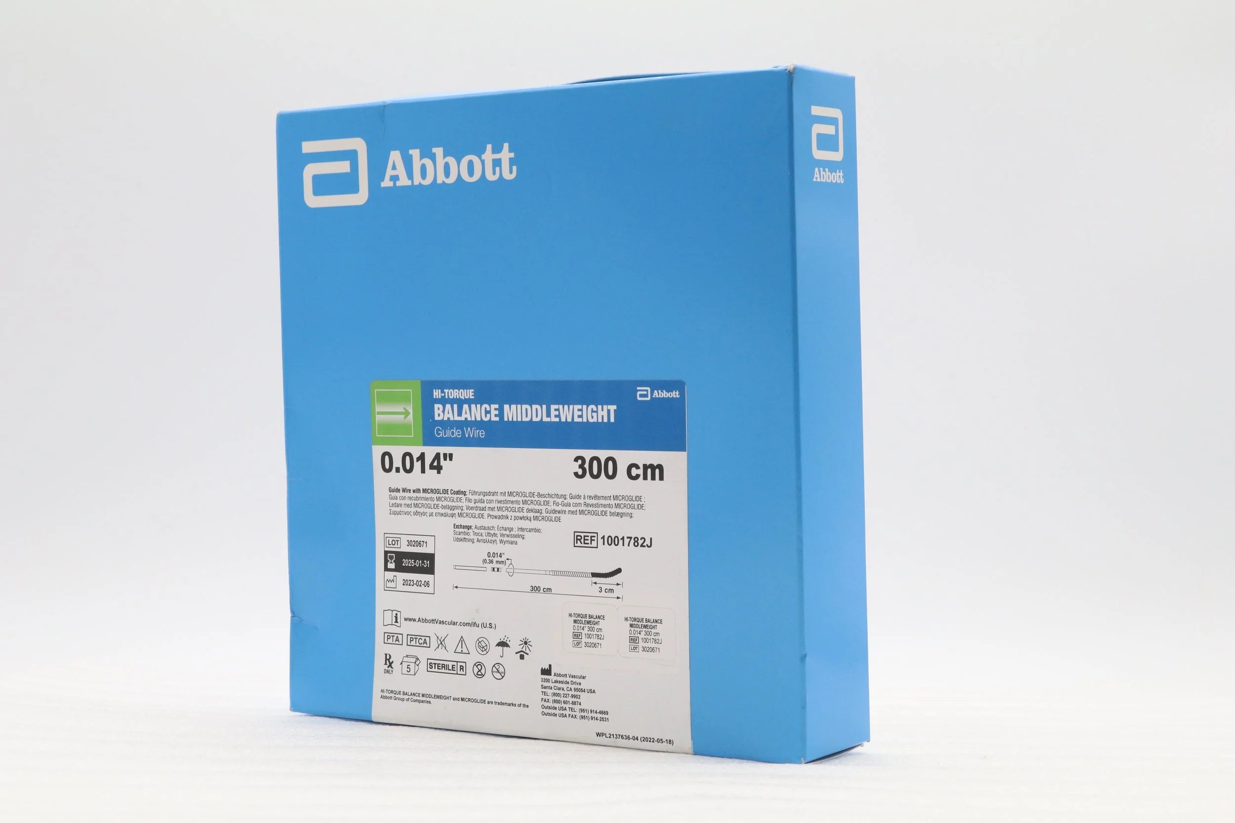 Abbott | 1001782J | Hi-Torque Balance Middleweight (BMW) Guide Wire, Hydrophilic J-Tip 0.014" x 300cm