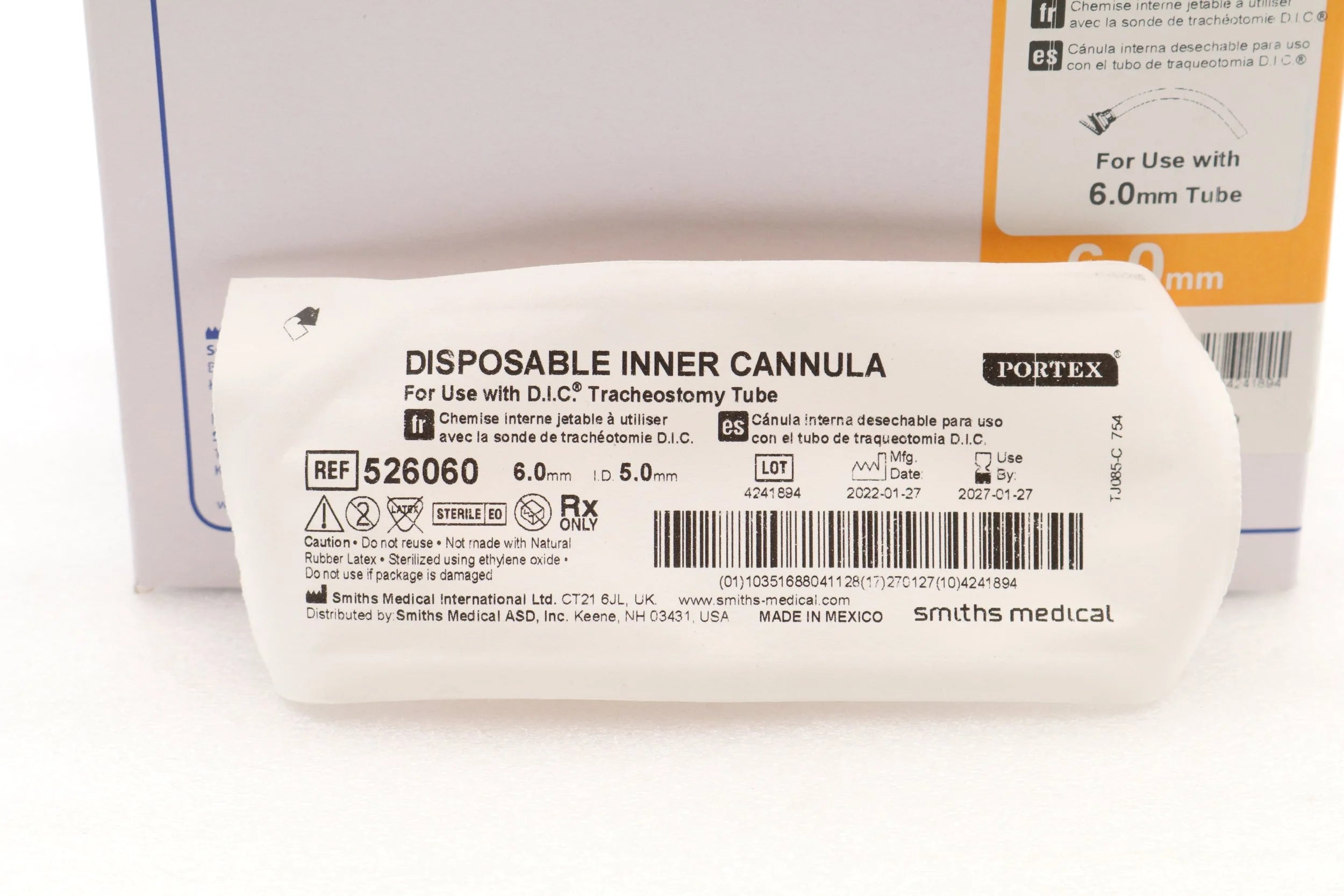 Smiths Medical | 526060 | CANNULA INNER TRACHEOSTOMY REPLACEMENT SIZE 5MM FLEXIBLE COLOR-CODED PORTEX DISPOSABLE NON-STERILE