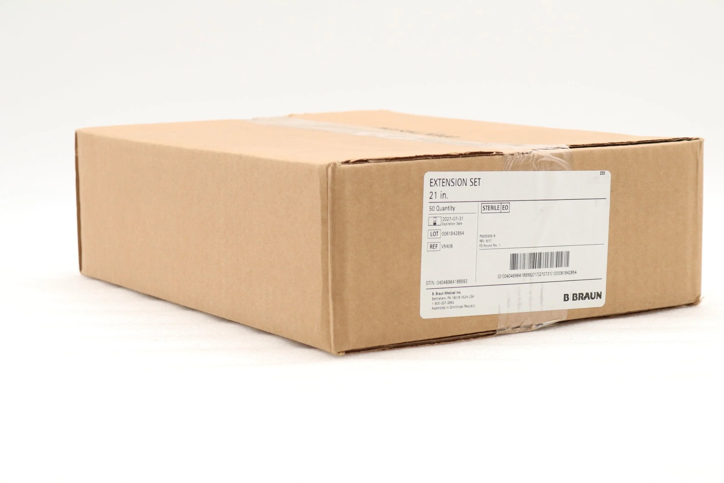 B Braun | V5406 | Standard Bore Extension Sets, Female luer connector, distal SPIN-LOCK connector. Priming volume: 3 mL. Length 21 in. (52.5 cm)