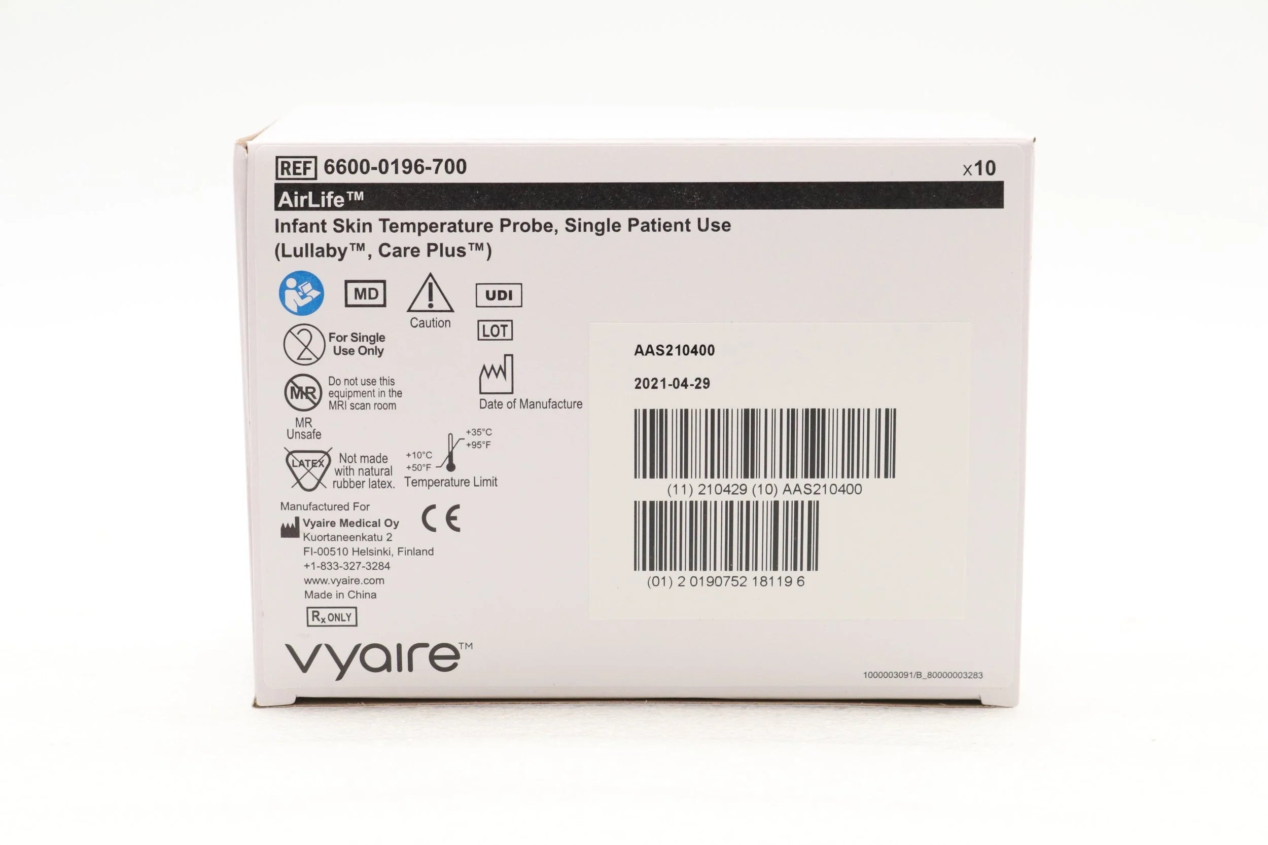 Vyaire Medical | 6600-0196-700 | AirLife Skin Temperature Patient Probe, Disposable