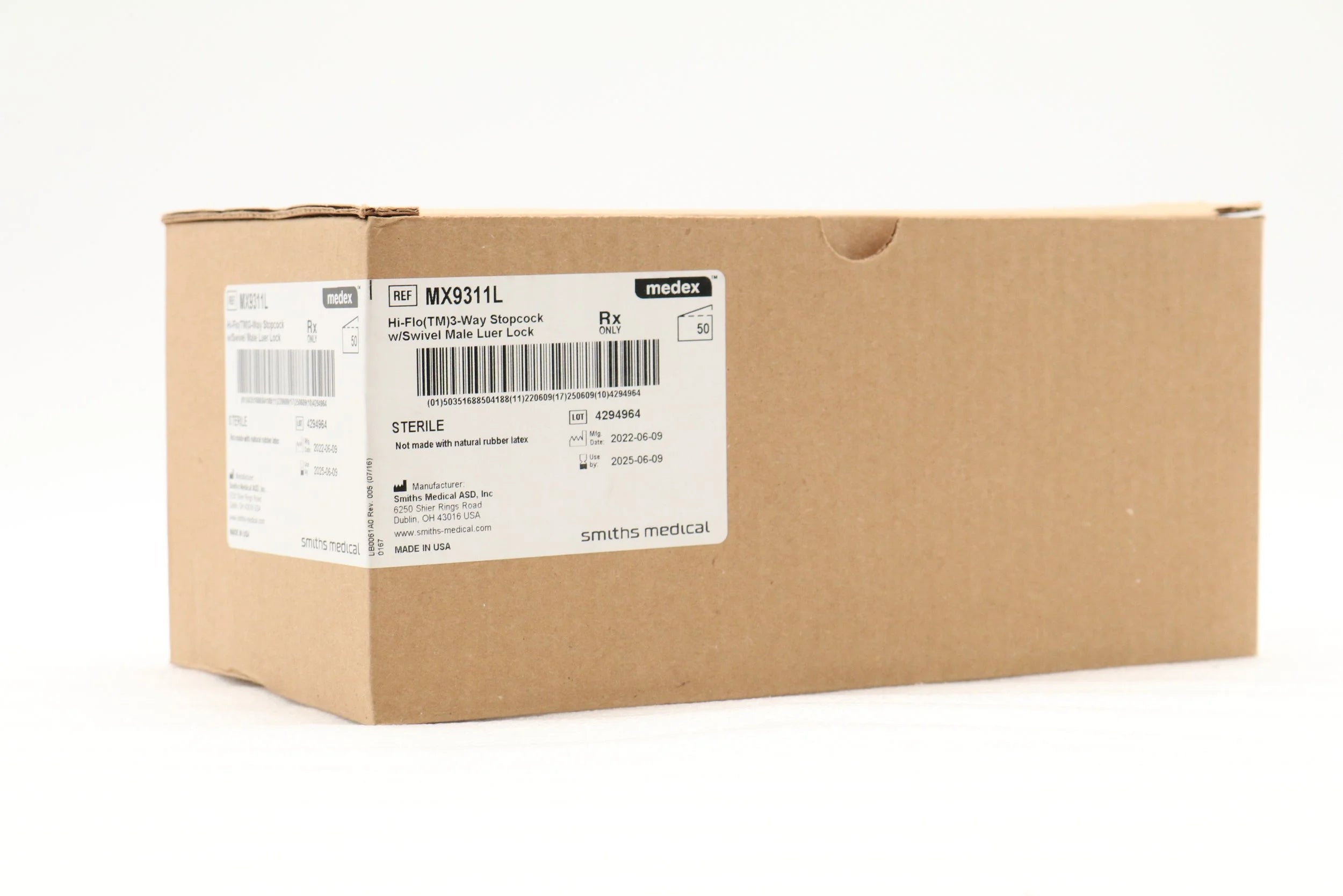 Smiths Medical | MX9311L | Large Bore Stopcocks - Stopcock, 3-Way, High Flow, Swivel, Male Luer Lock