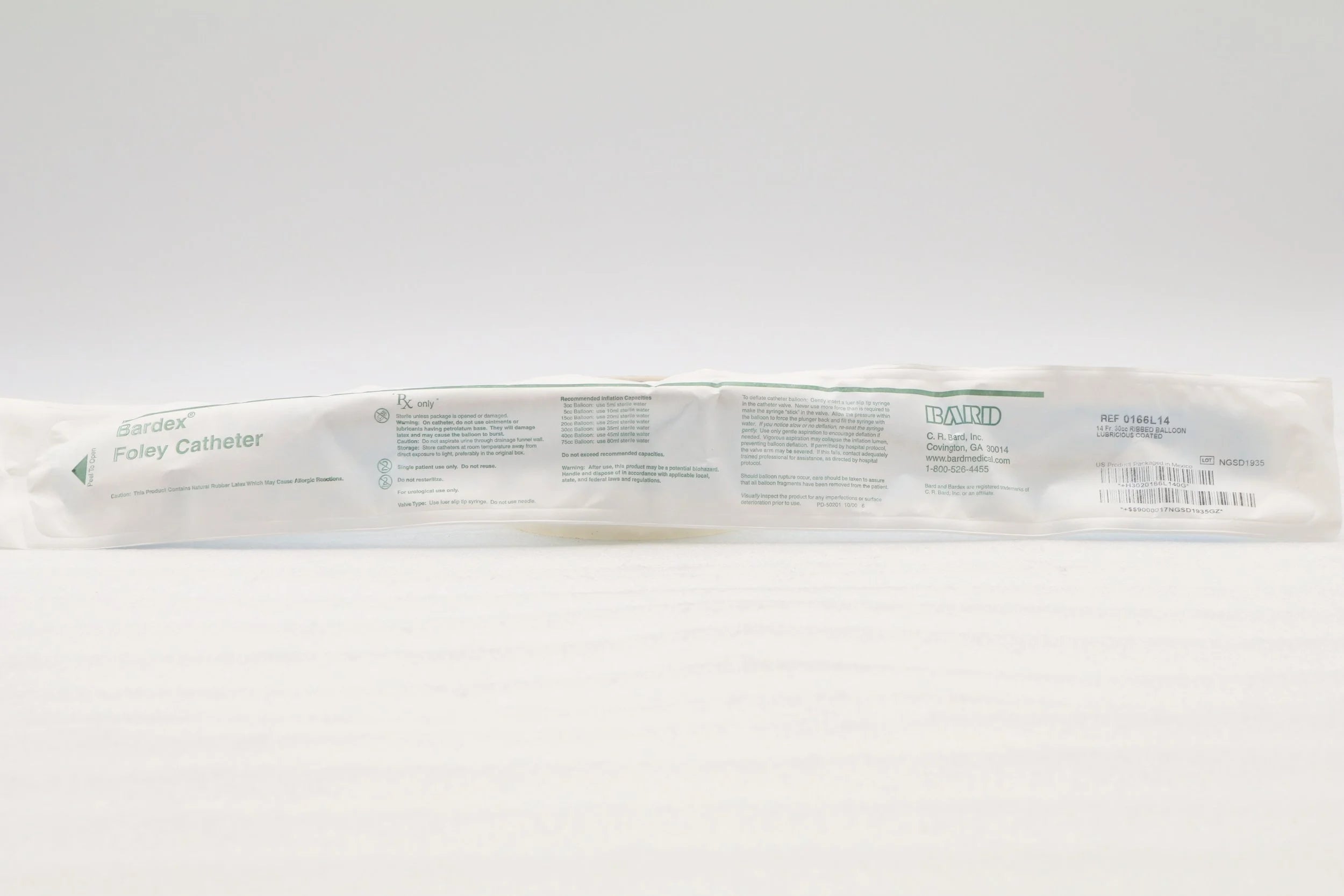 Bard | 0166L14 | Bardex Lubricath Foley Catheters - Lubricious Foley Catheter, Sterile, 30 mL, 14 Fr