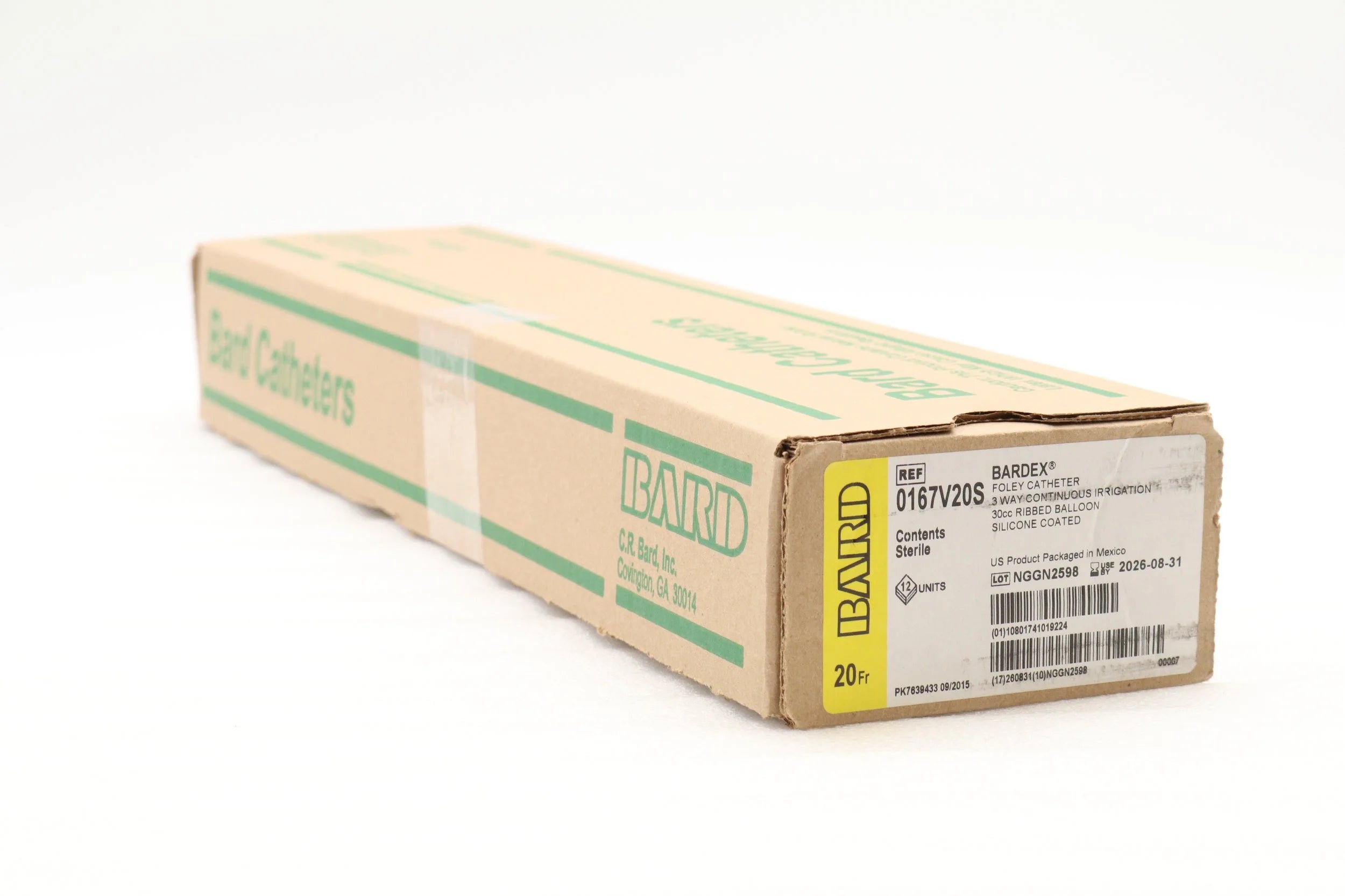 Bard | 0167V20S | 3-Way Latex Foley Catheters - Silicone Elastomer Foley Catheter, 3 Way, 20 Fr x 30 mL