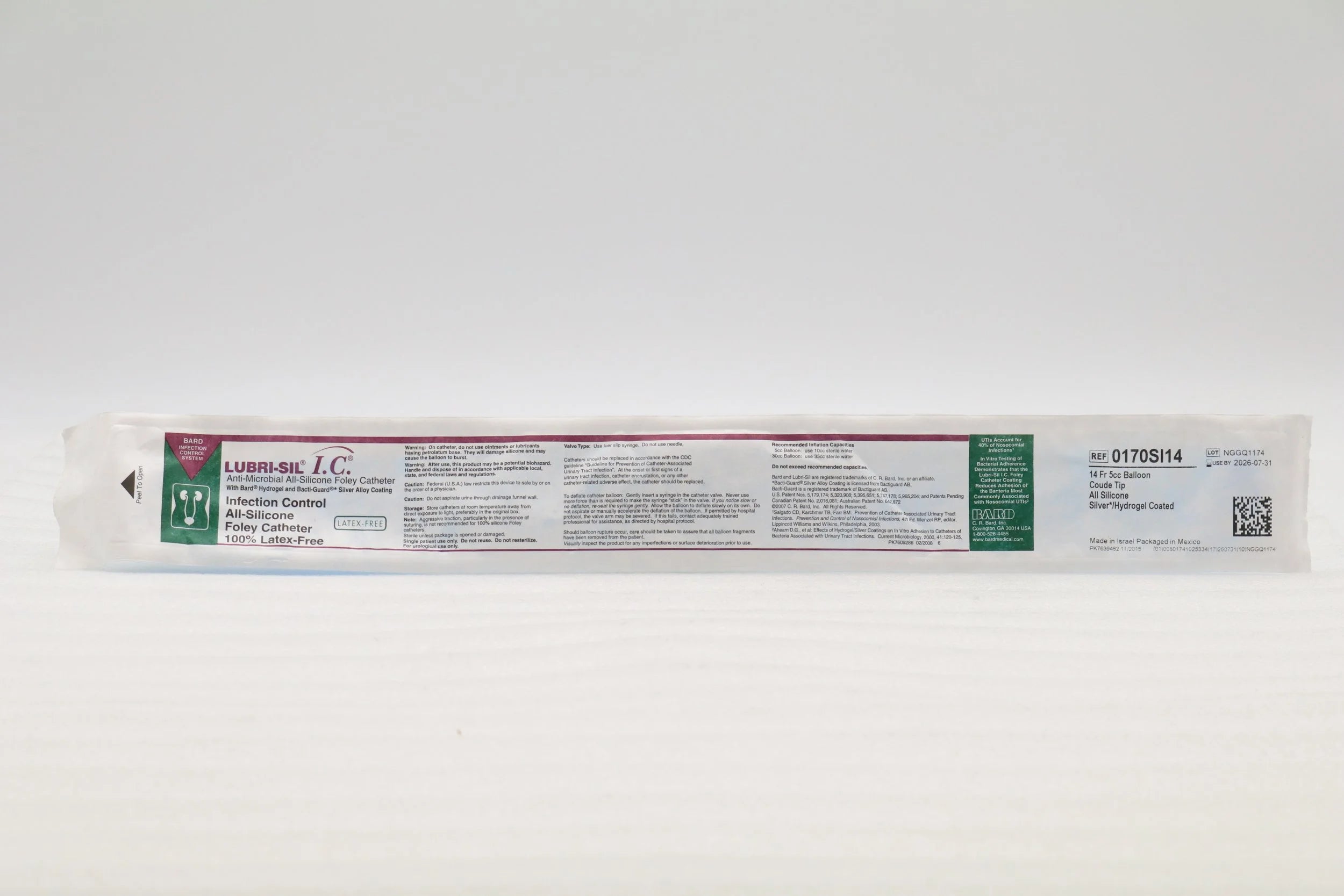 Bard | 0170SI14 | 2-Way I. C. Infection Control Foley Catheters - IC Foley Coude Catheter, Sterile, 14 Fr, 5 mL