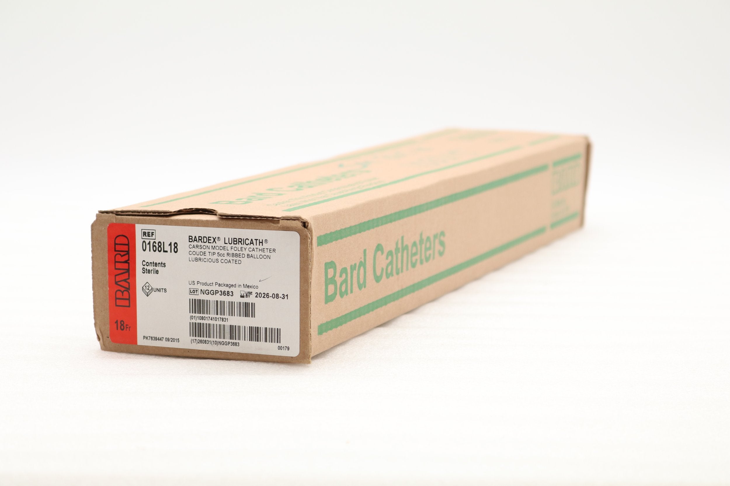 Bard | 0168L18 | Lubricath Foley Catheter 2-Way, Specialty, Carson, Medium Olive Coude Tip, Single Drainage Eye, 5cc/18F