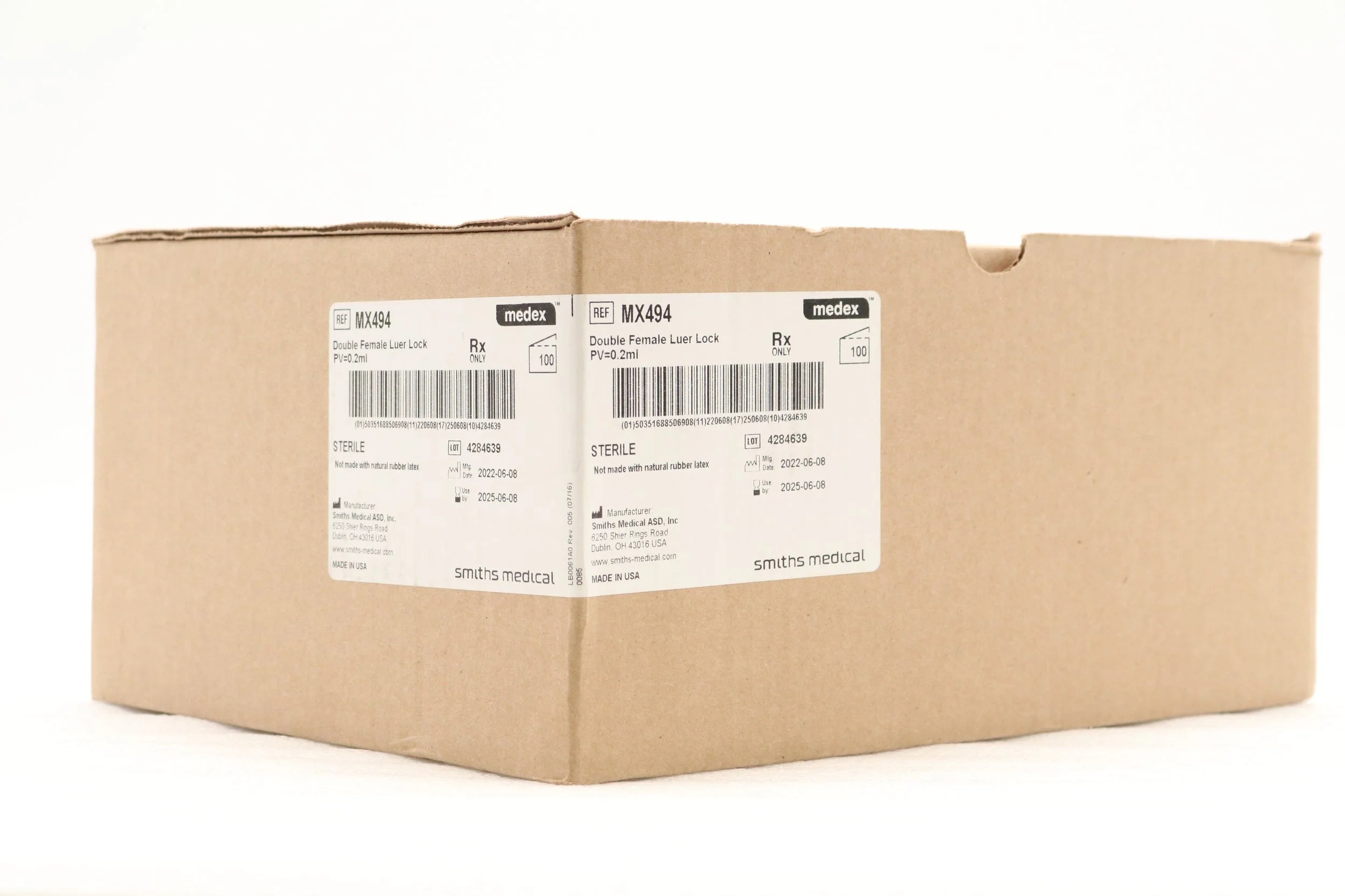 Smiths Medical | MX494 | Medex Double Female Luer Lock, PV = 0.2ml
