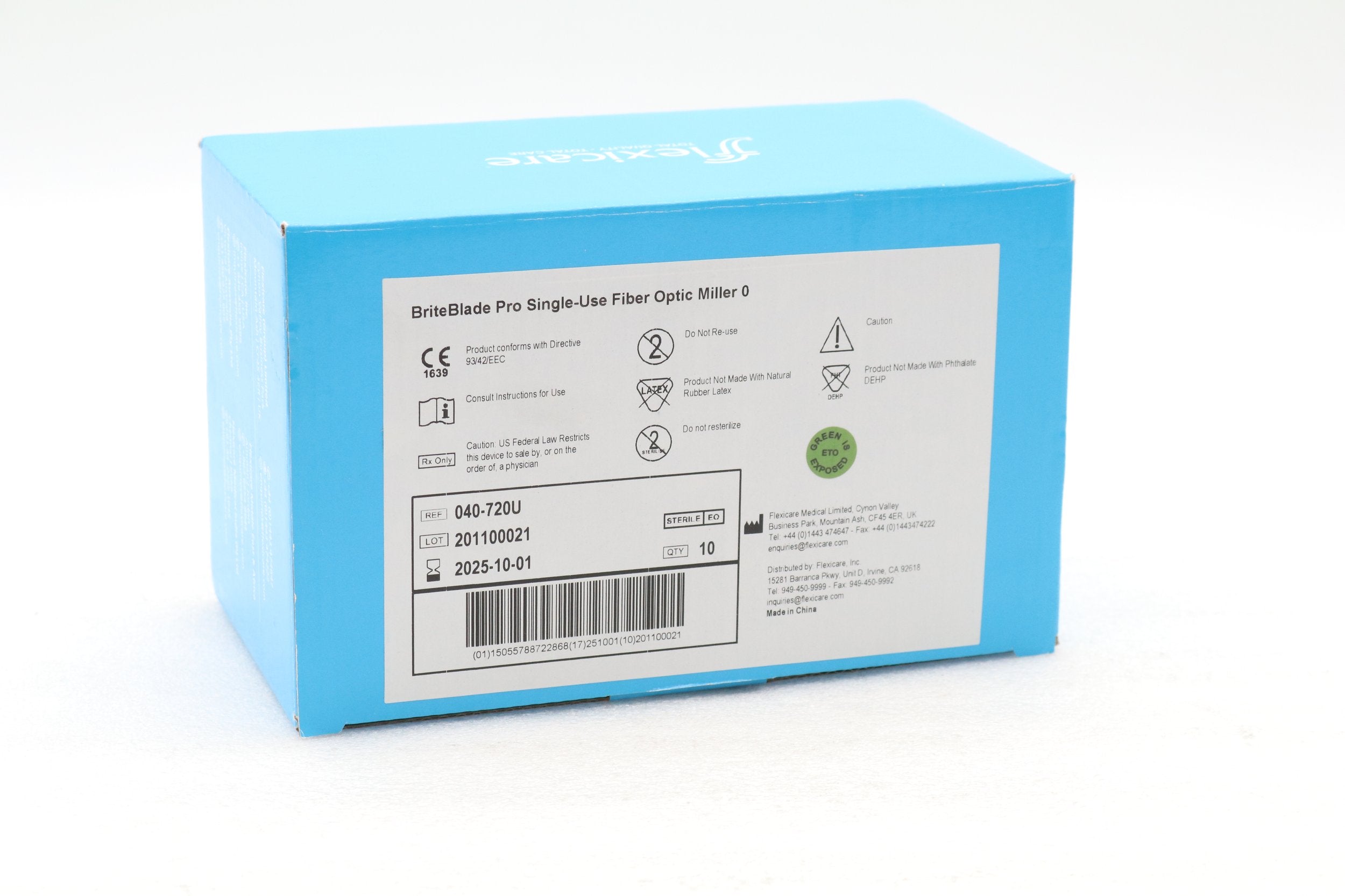 Flexicare | 040-720U | BriteBlade Pro Fiber Optic Miller Blades - Miller Laryngoscope Blade, #0, Disposable