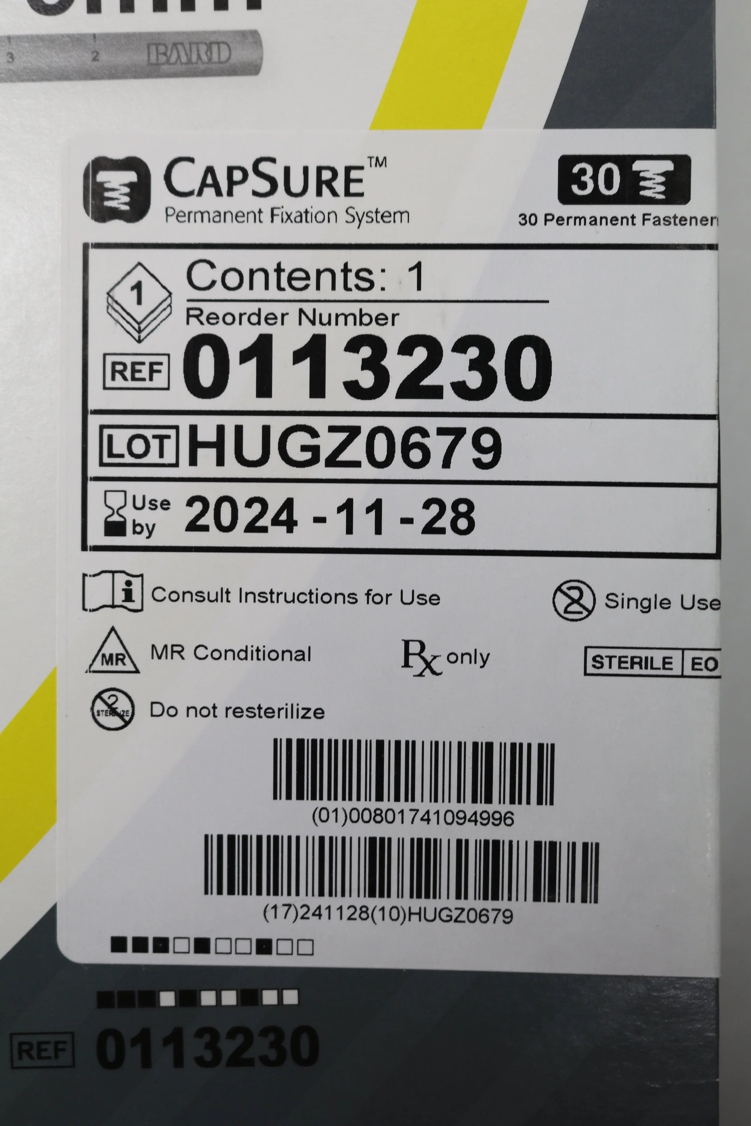 Bard | 0113230 | CapSure Permanent Fixation System
