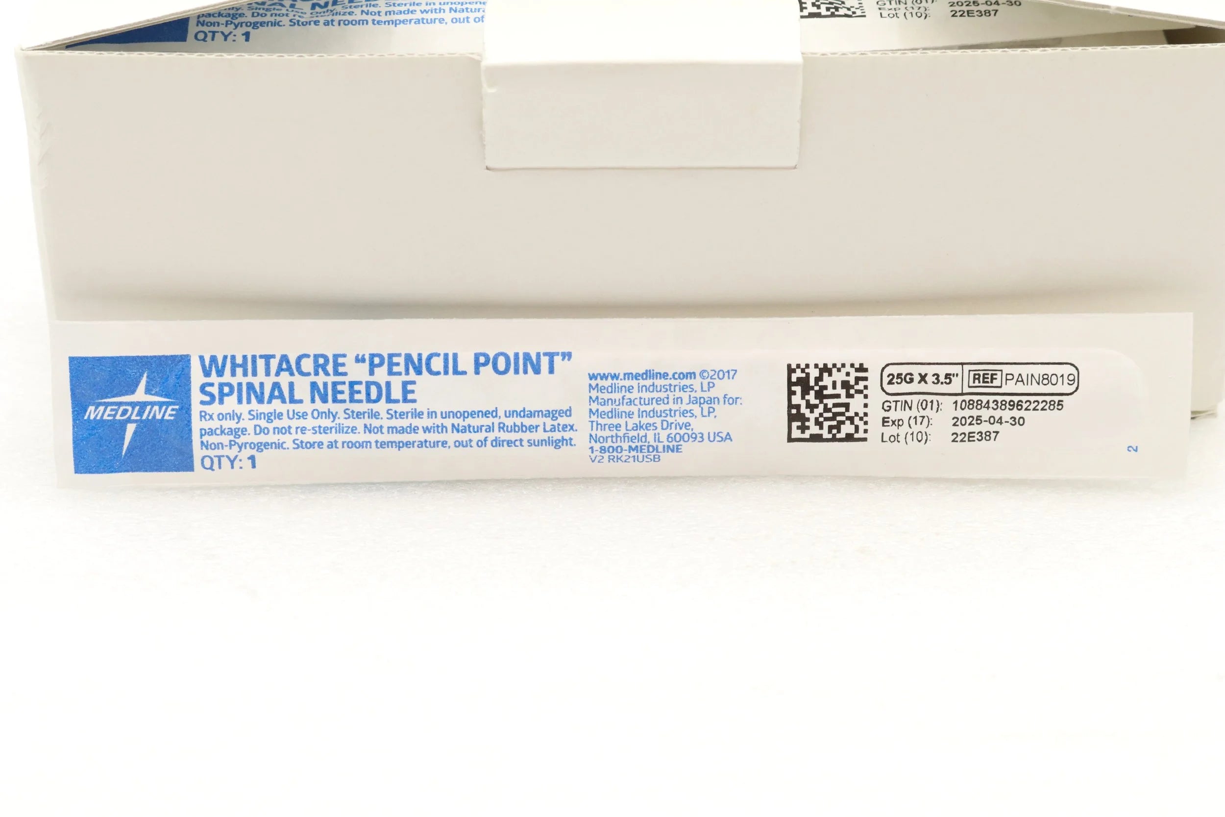 Medline | PAIN8019 | Whitacre Spinal Needles - 25G x 3.5" Whitacre Spinal Needle
