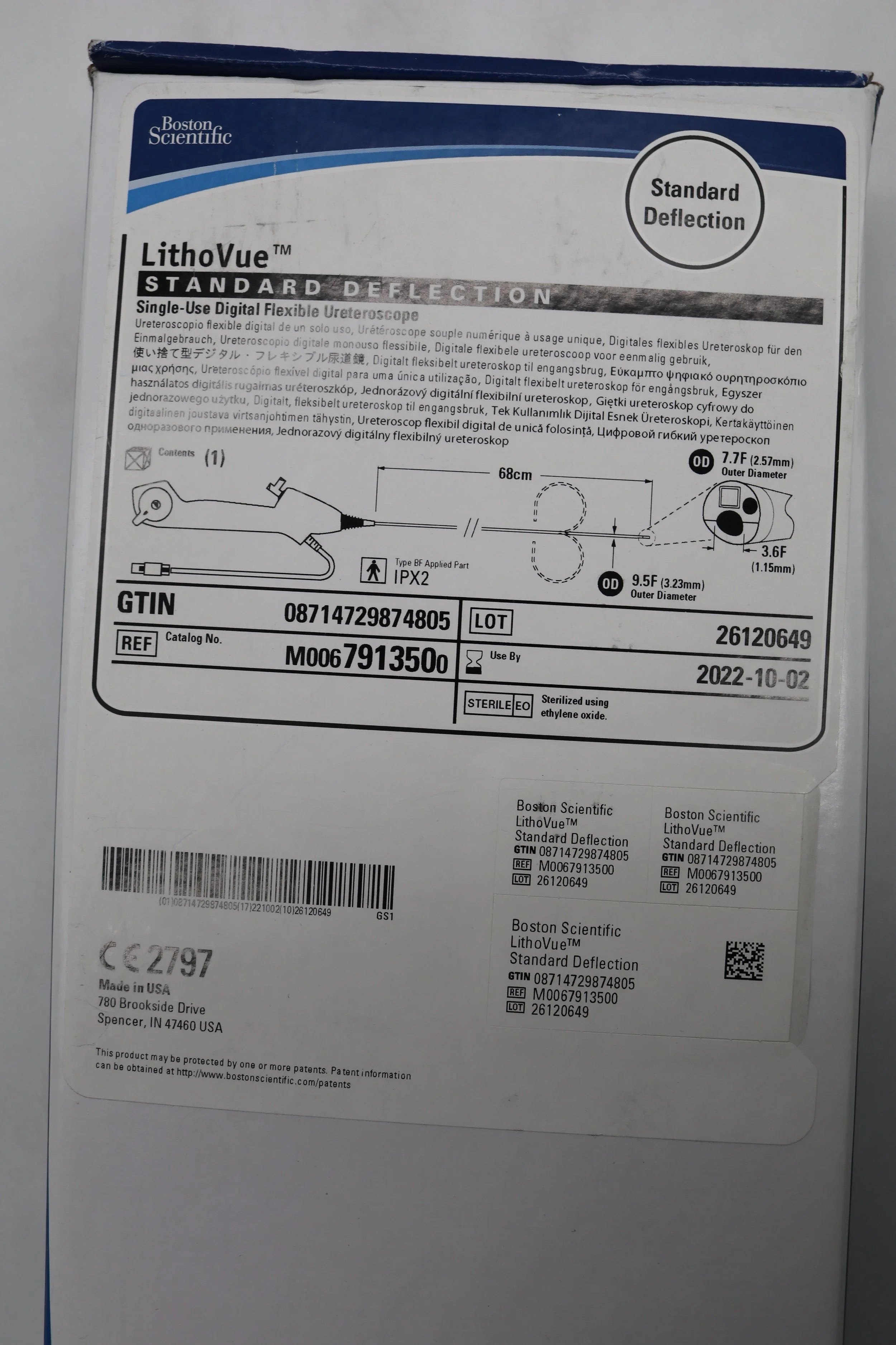 Boston Scientific | 791350 | M0067913500 LithoVue Standard Deflection Single-Use Digital Flexible Ureteroscope