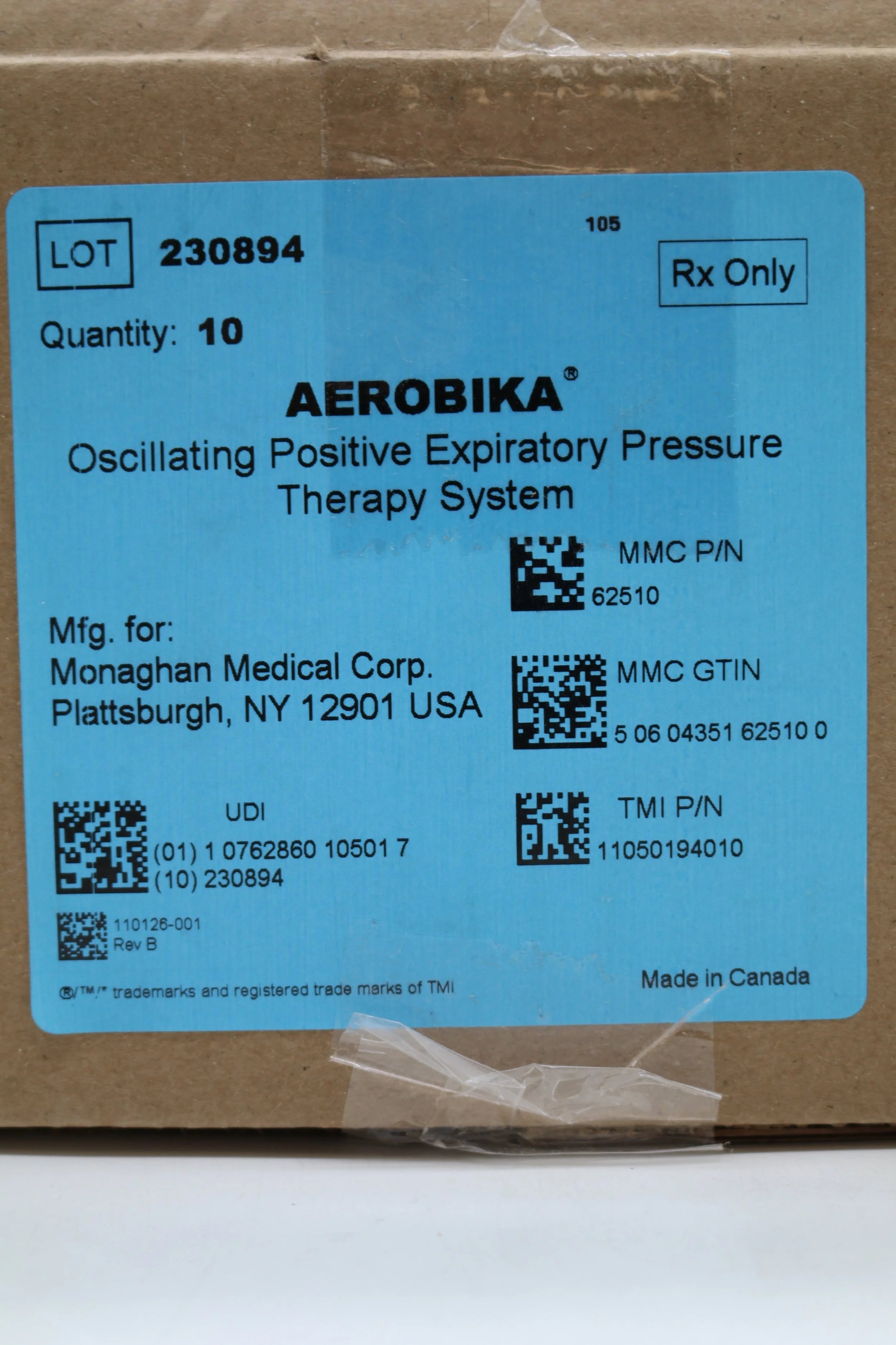 Monaghan Medical | 62510 | AEROBIKA Oscillating Positive Expiratory Pressure Therapy System