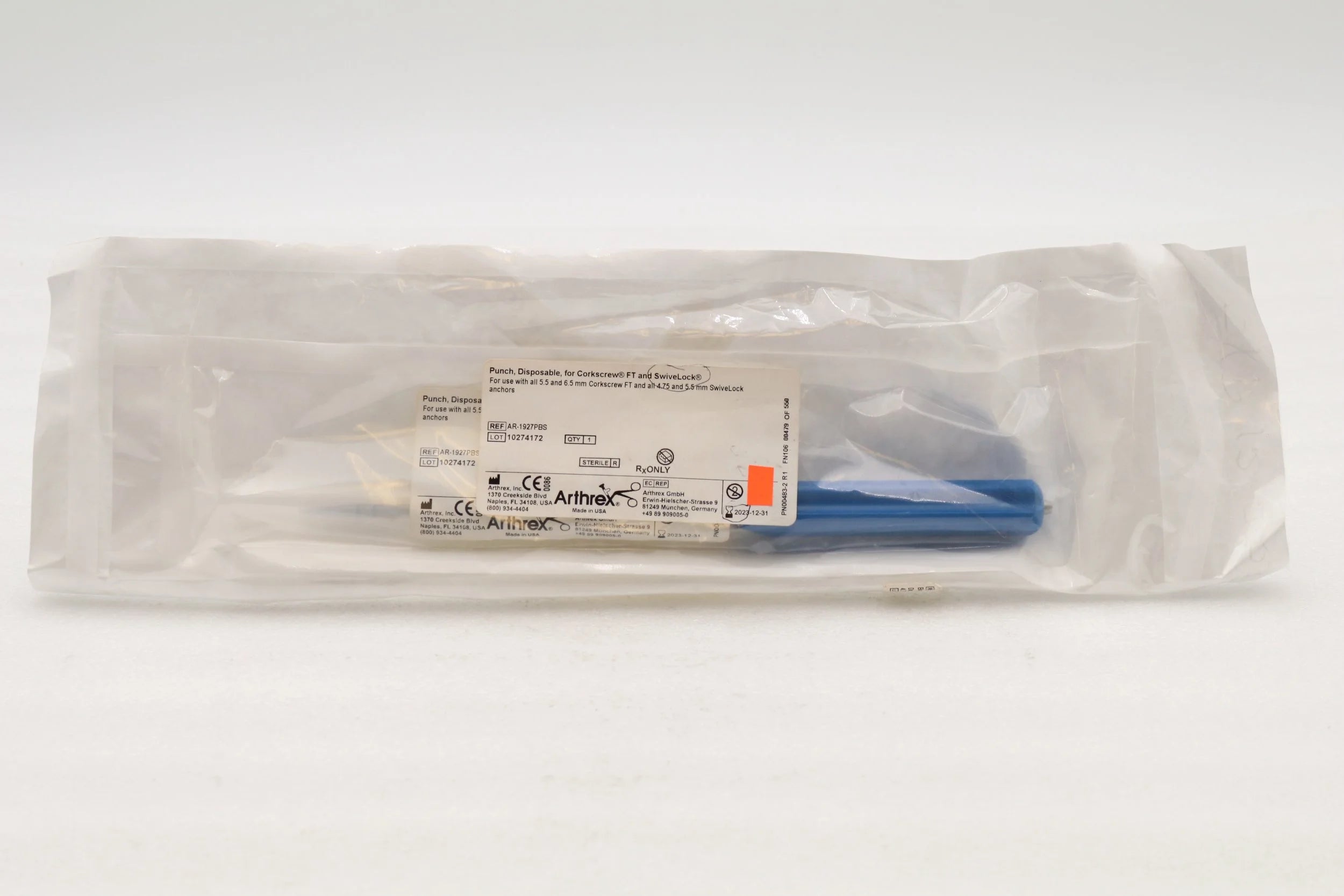 Arthrex | AR-1927PBS | Disposable Punch for Corkscrew FT and SwiveLock