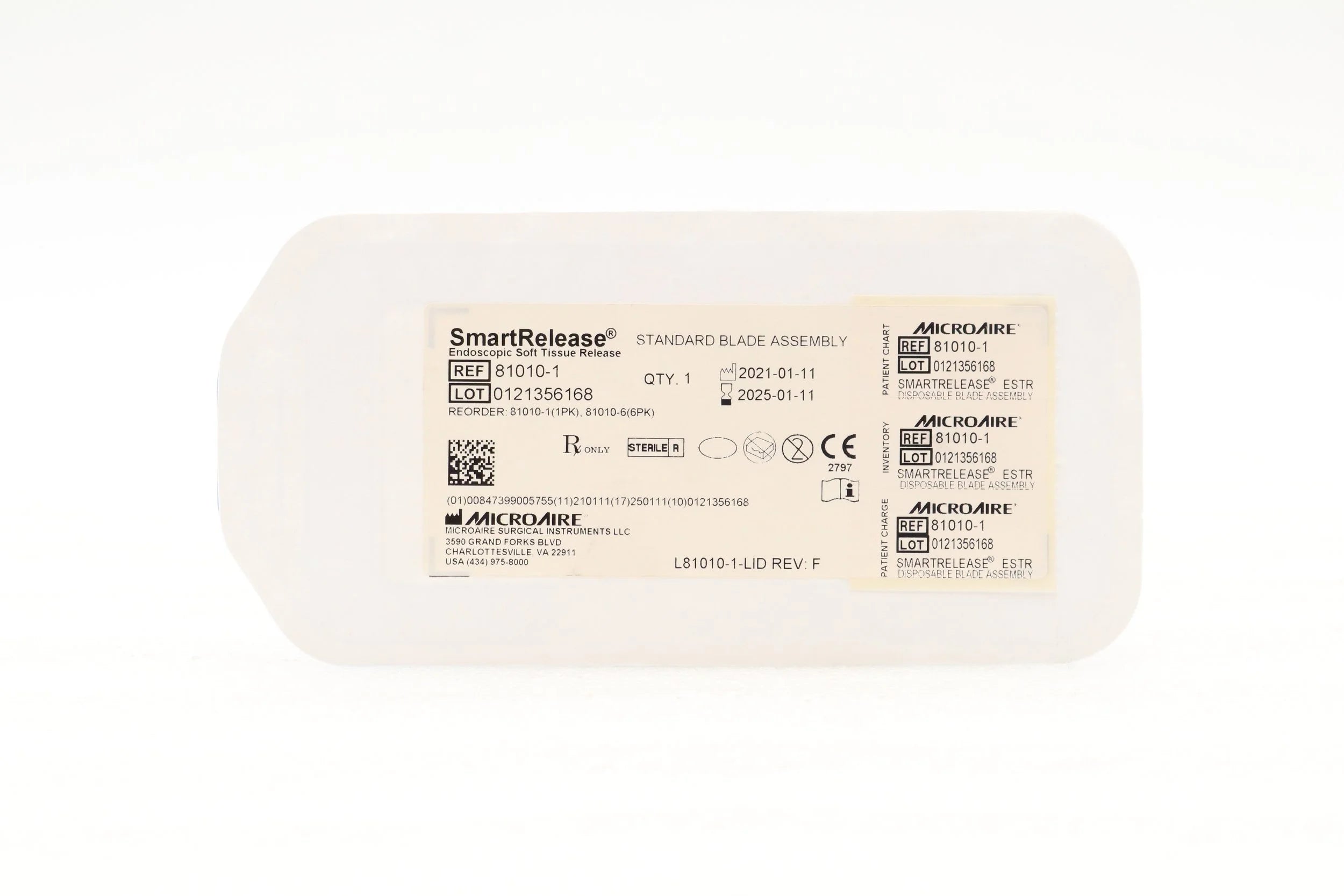 MicroAire | 81010 | SMART RELEASE ENDOSCOPIC CARPAL TUNNEL RELEASE SYSTEM (ECTR) DISPOSABLE STANDARD BLADE ASSEMBLY (81010-1)