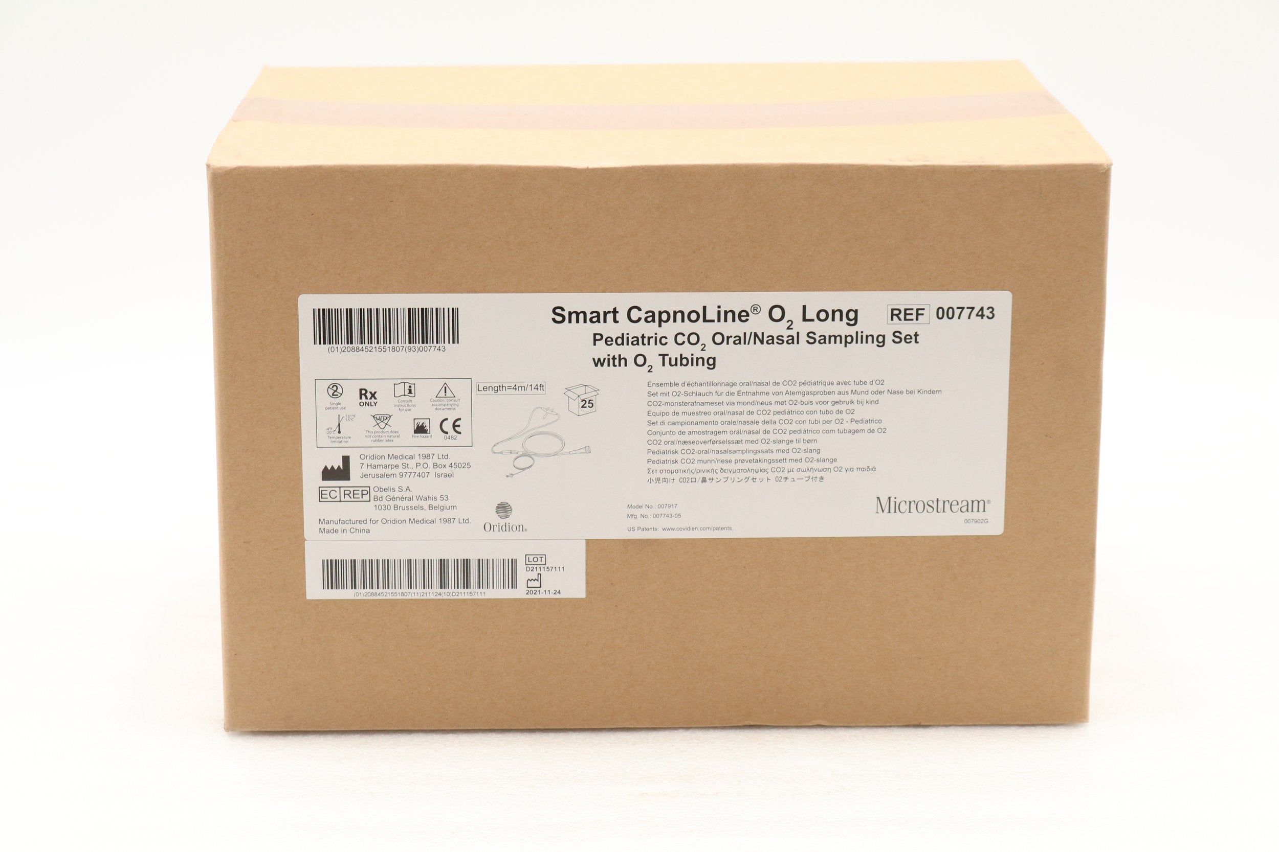 Oridion | 007743 | Smart CapnoLine O2 Long Pediatric CO2 Sampling Set