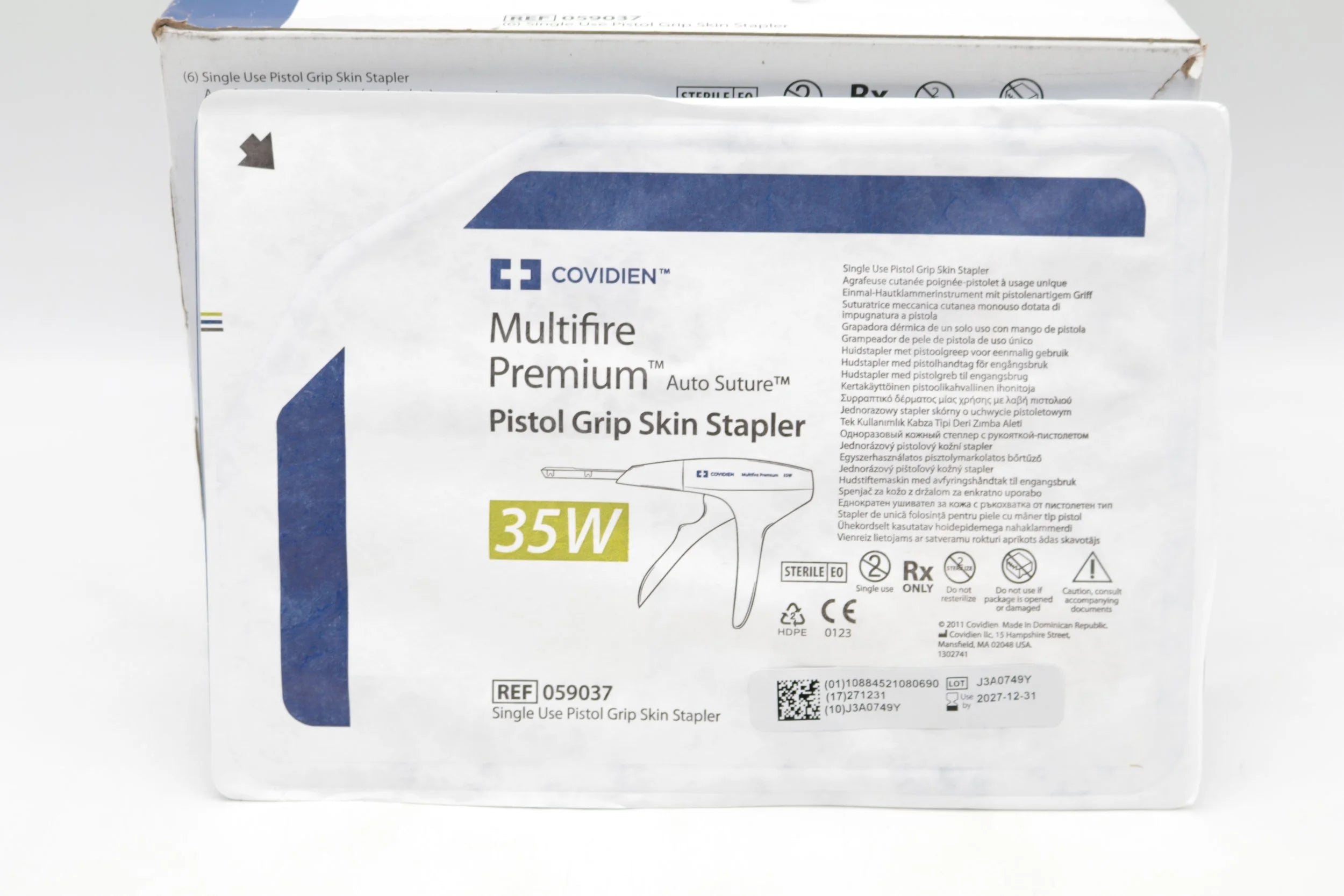 Covidien | 059037 | Multifire Premium Auto Suture Single Use Pistol Grip Skin Stapler