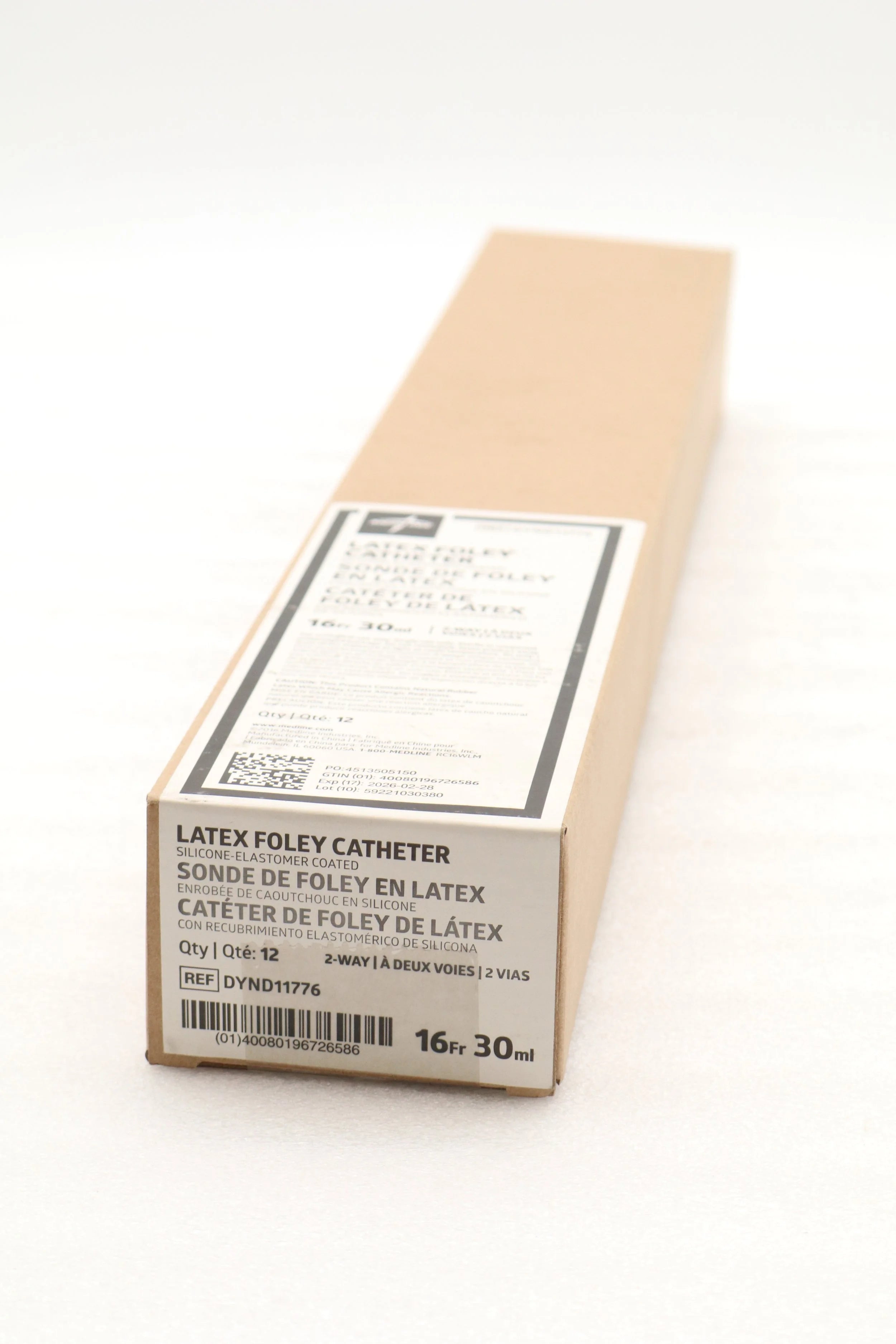 Medline | DYND11776 | Silicone-Elastomer Coated Latex Foley Catheters - Foley Catheter, Silicone-Elastomer Coated Latex, 16 Fr, 30 mL, 2-Way