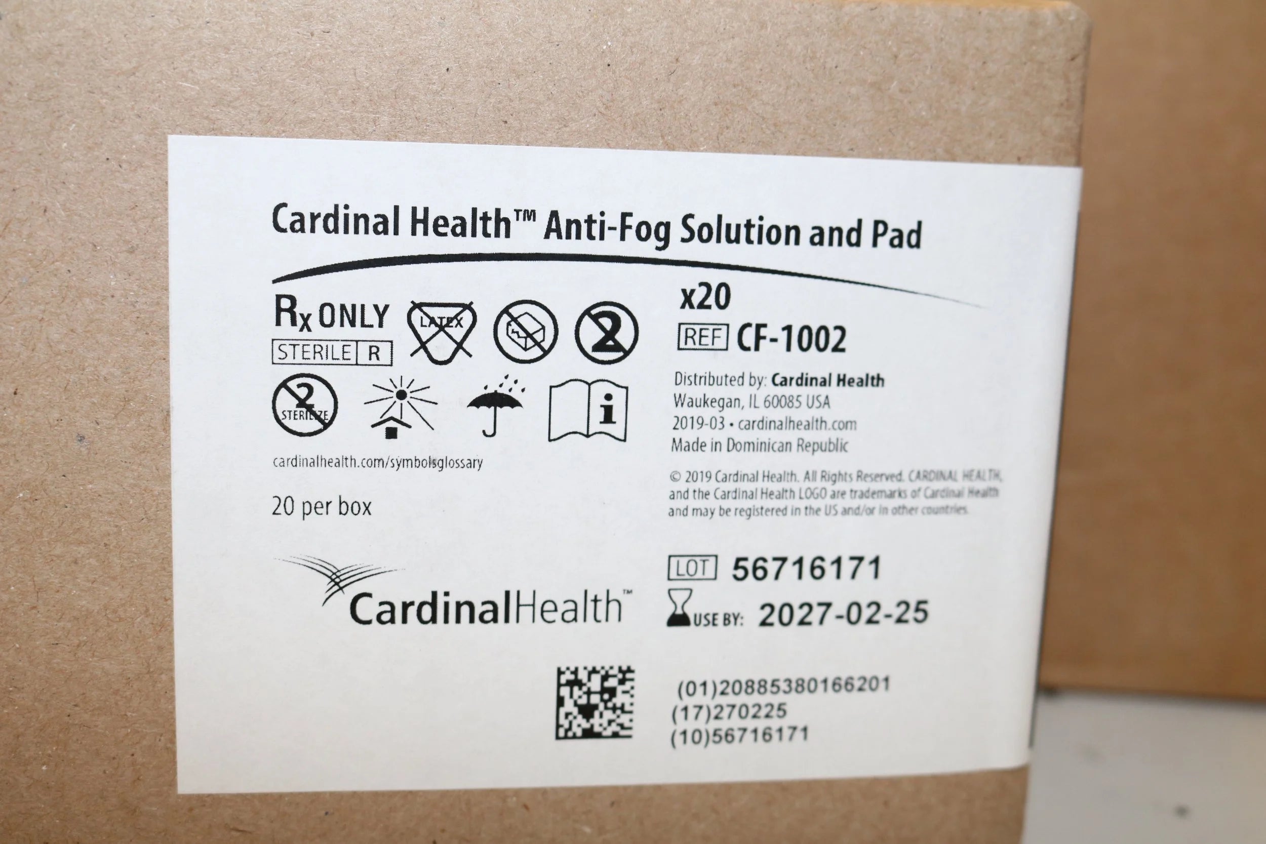 Cardinal Health | CF-1002 | Anti-Fog Solution and Pad