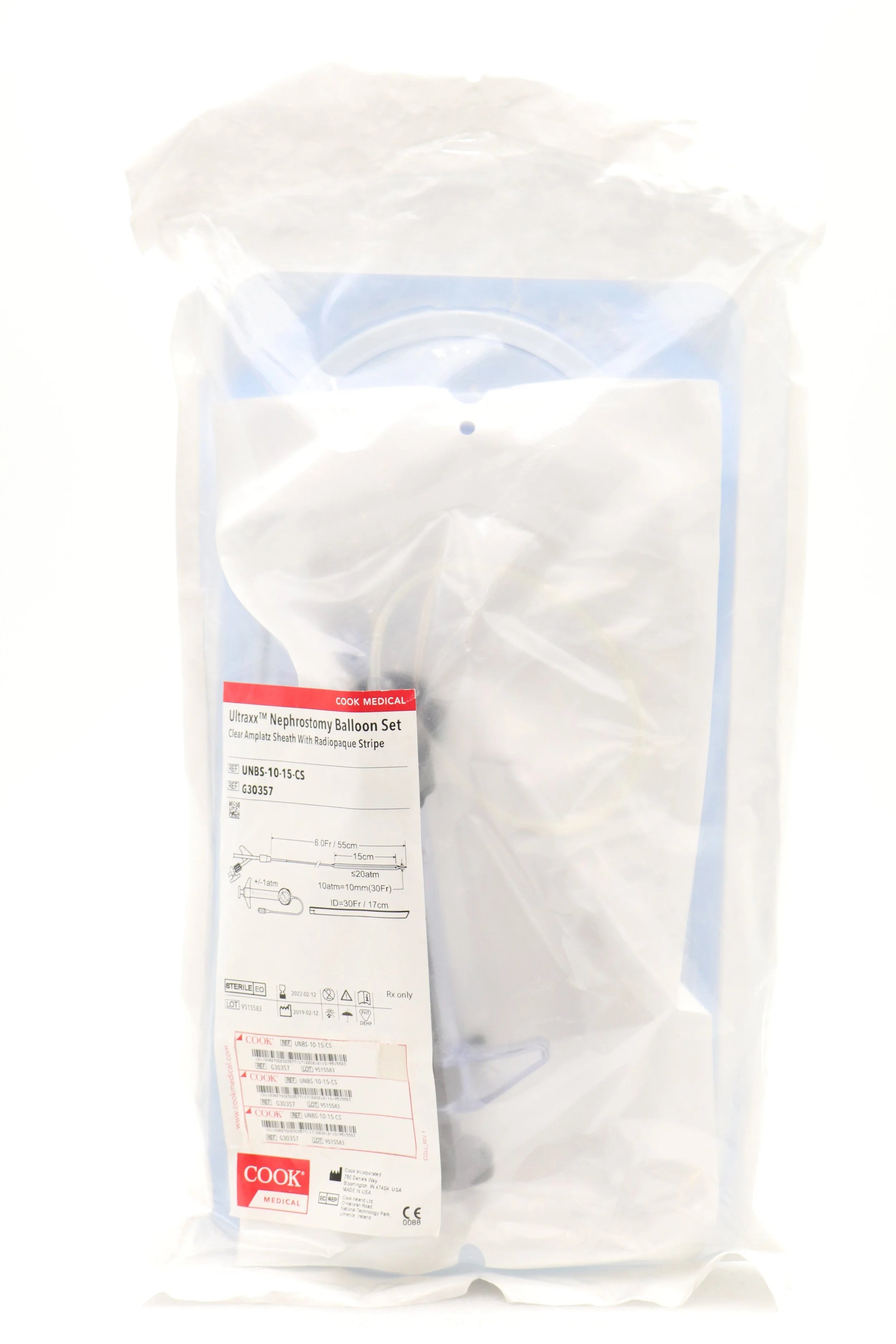 Cook Medical | G30357 | Ultraxx Nephrostomy Balloon Catheter, Sheath and Inflation Device Set, 15 cm Balloon Length/6 mm