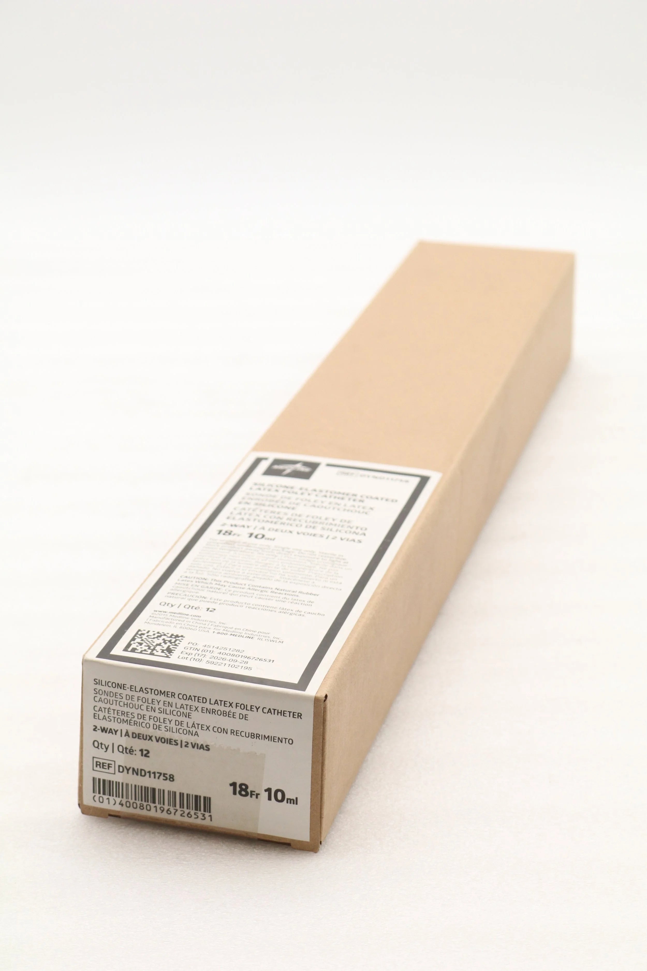 Medline | DYND11758 | 2-Way Silicone-Elastomer Coated Foley Catheter 18 Fr 10cc