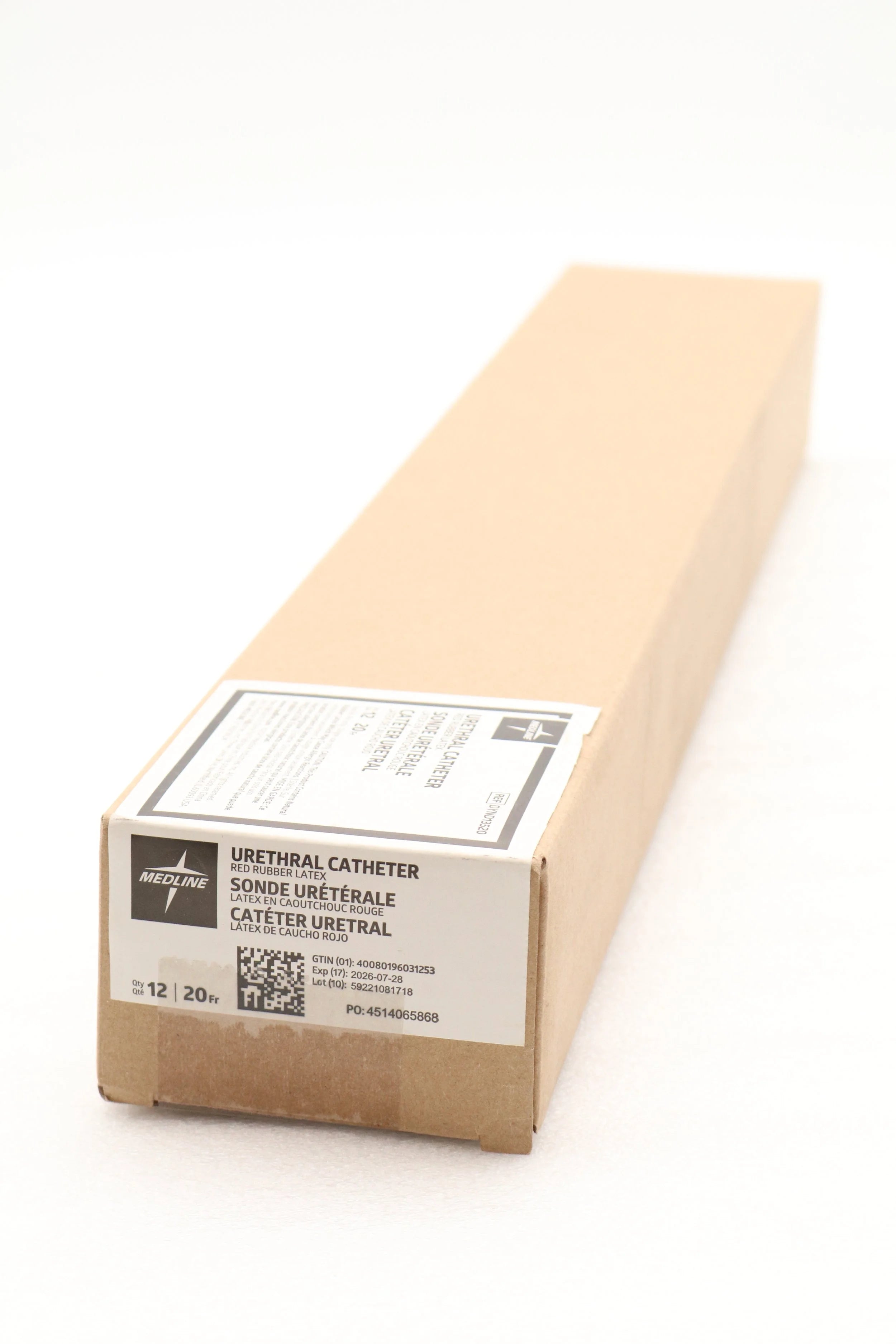 Medline | DYND13520 | Red Rubber Latex All-Purpose Intermittent Catheters - Intermittent / Urethral Red Rubber Catheter, Universal, 20 Fr x 16"