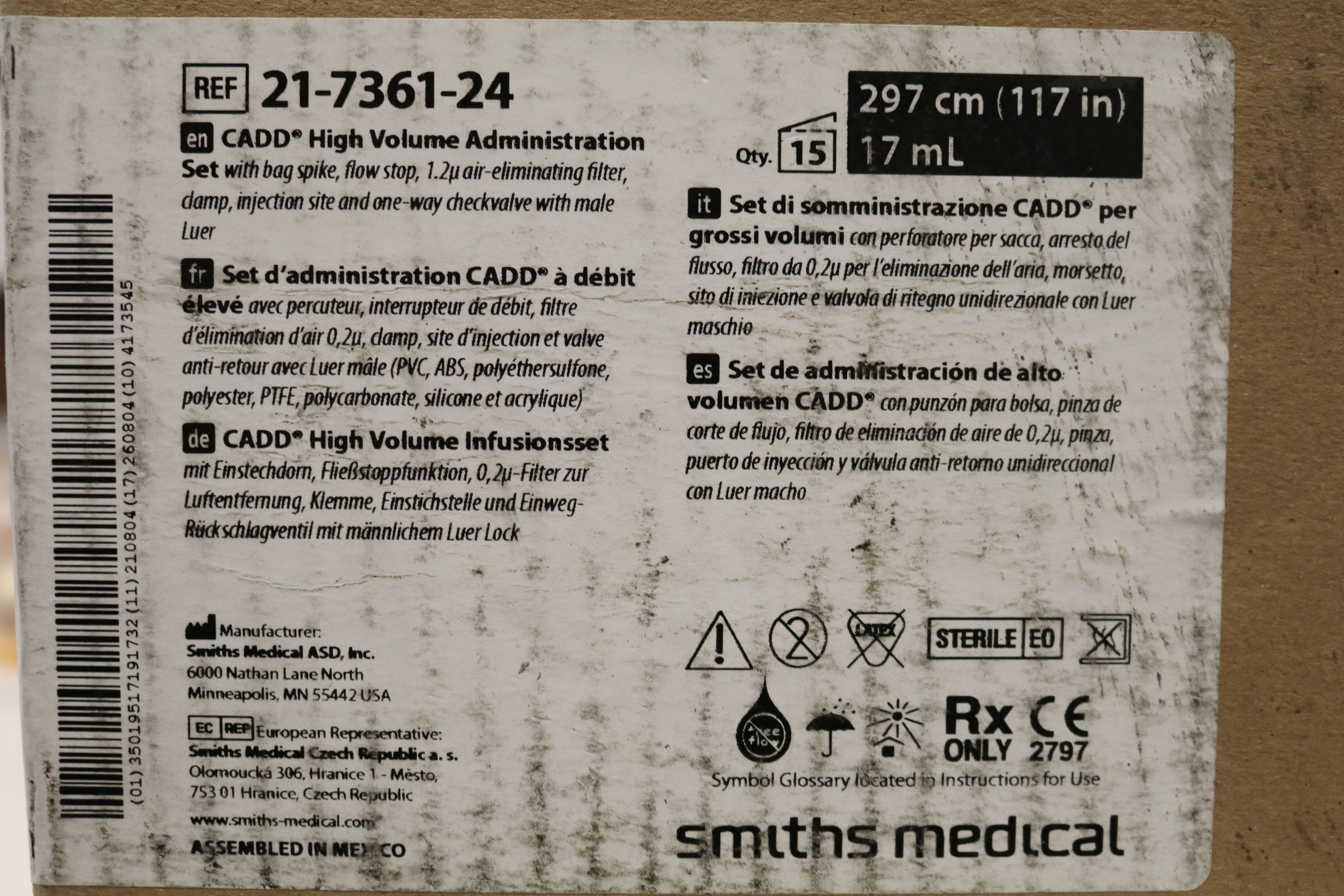Smiths Medical | 21-7361-24 | CADD High Volume Administration Set