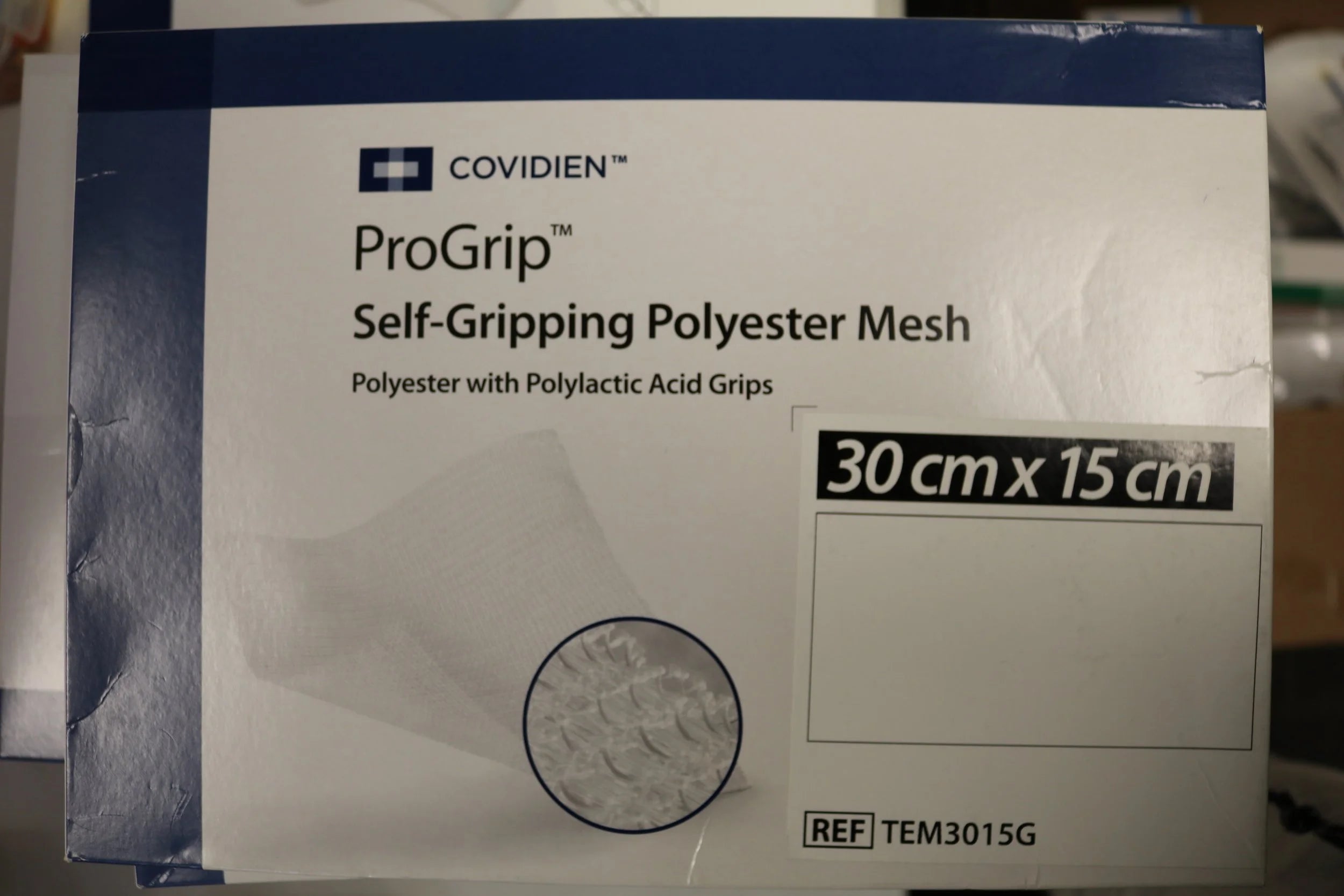 Covidien | TEM3015G | ProGrip Self-Gripping Polyester Mesh 30 cm x 15 cm