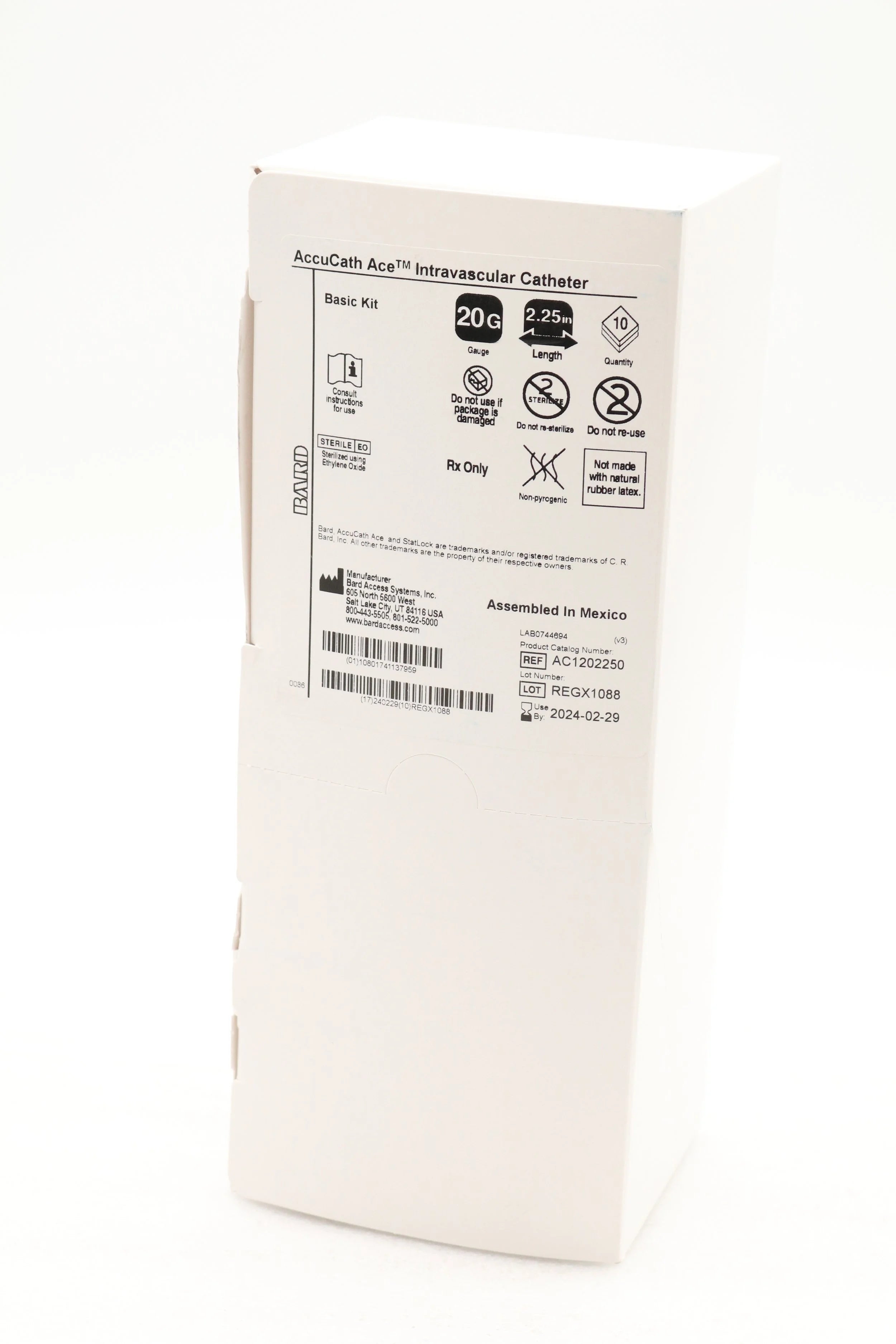 Bard | AC1202250 | AccuCath Ace Intravascular Catheter, Basic 22G x 1.25"