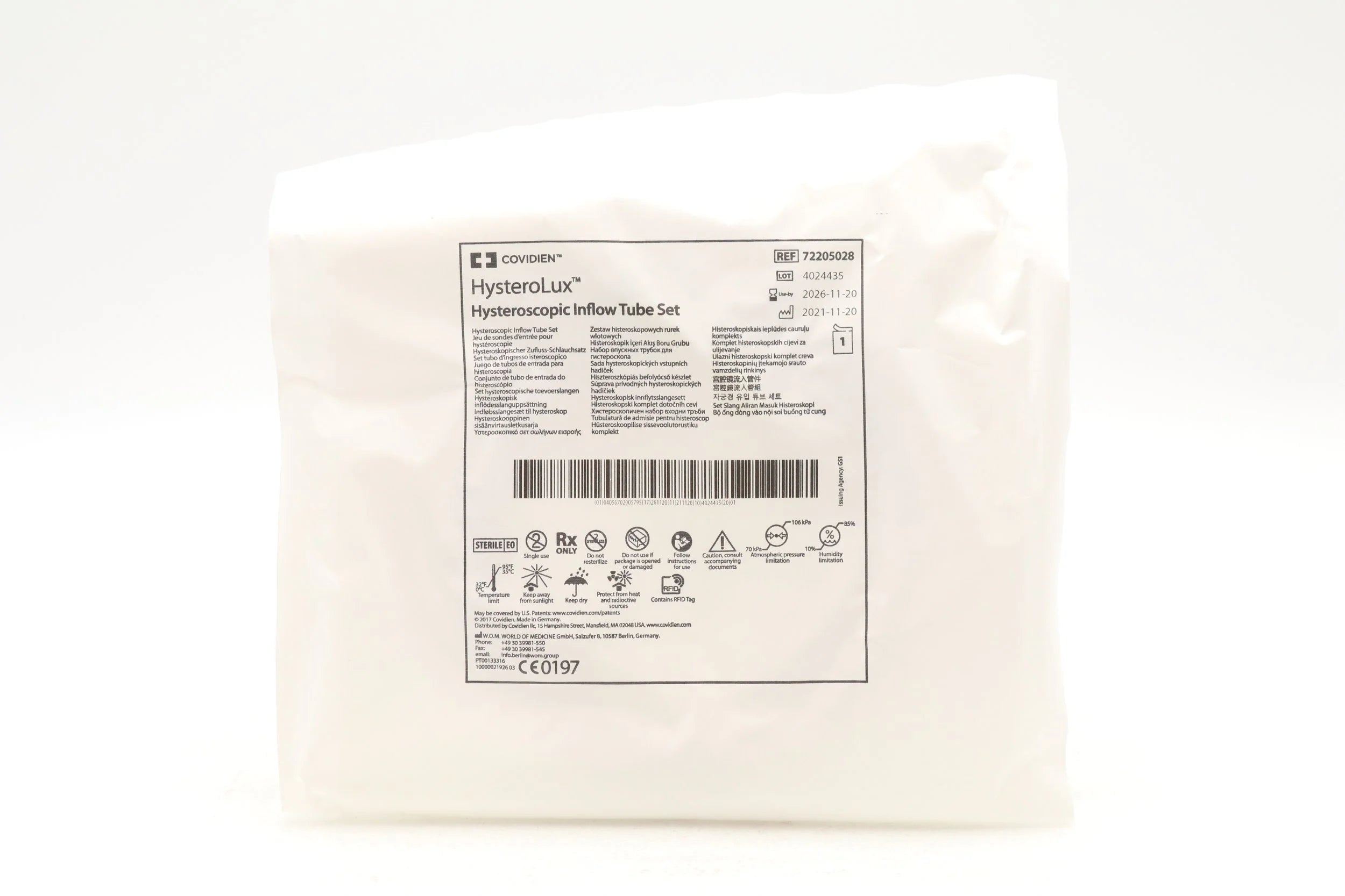 Covidien | 72205028 | HYSTEROLUX HYSTEROSCOPIC INFLOW TUBE SET FOR USE WITH TRUCLEAR SYSTEM