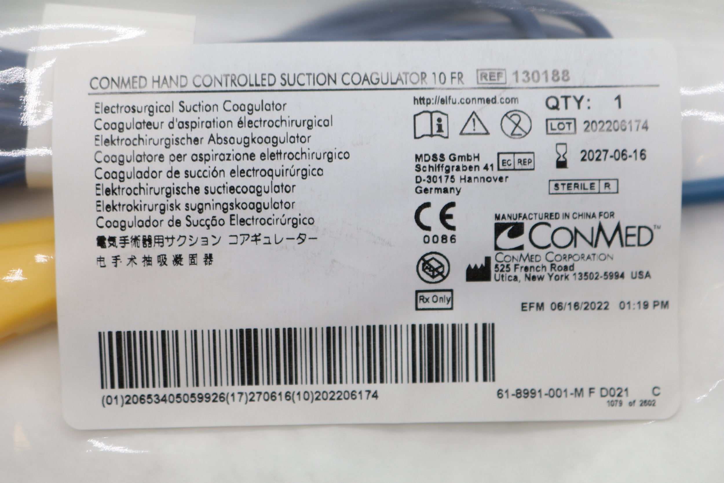 Conmed | 130188 | Hand Controlled Suction Coagulator 10 FR