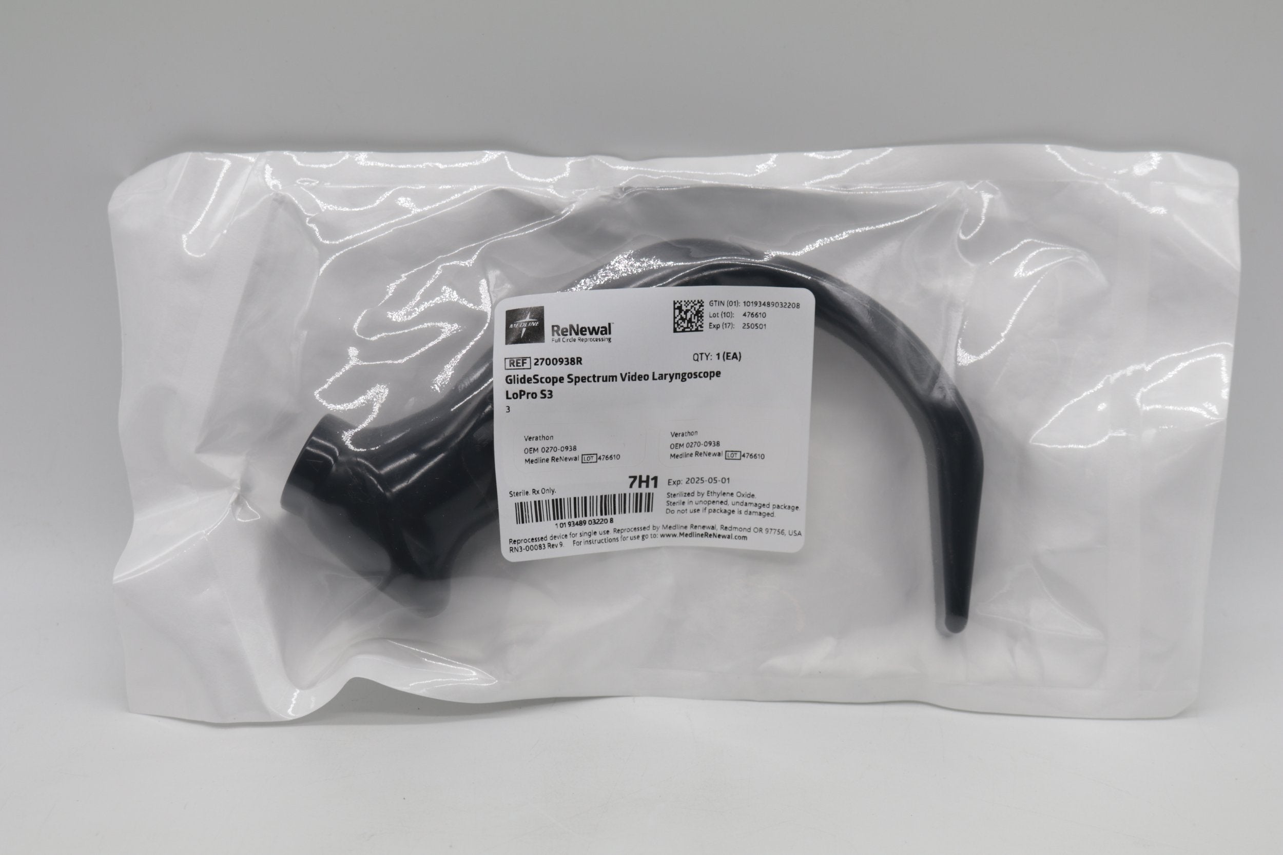 Medline | 2700938R | ReNewal GlideScope Spectrum Video Laryngoscope LoPro S3