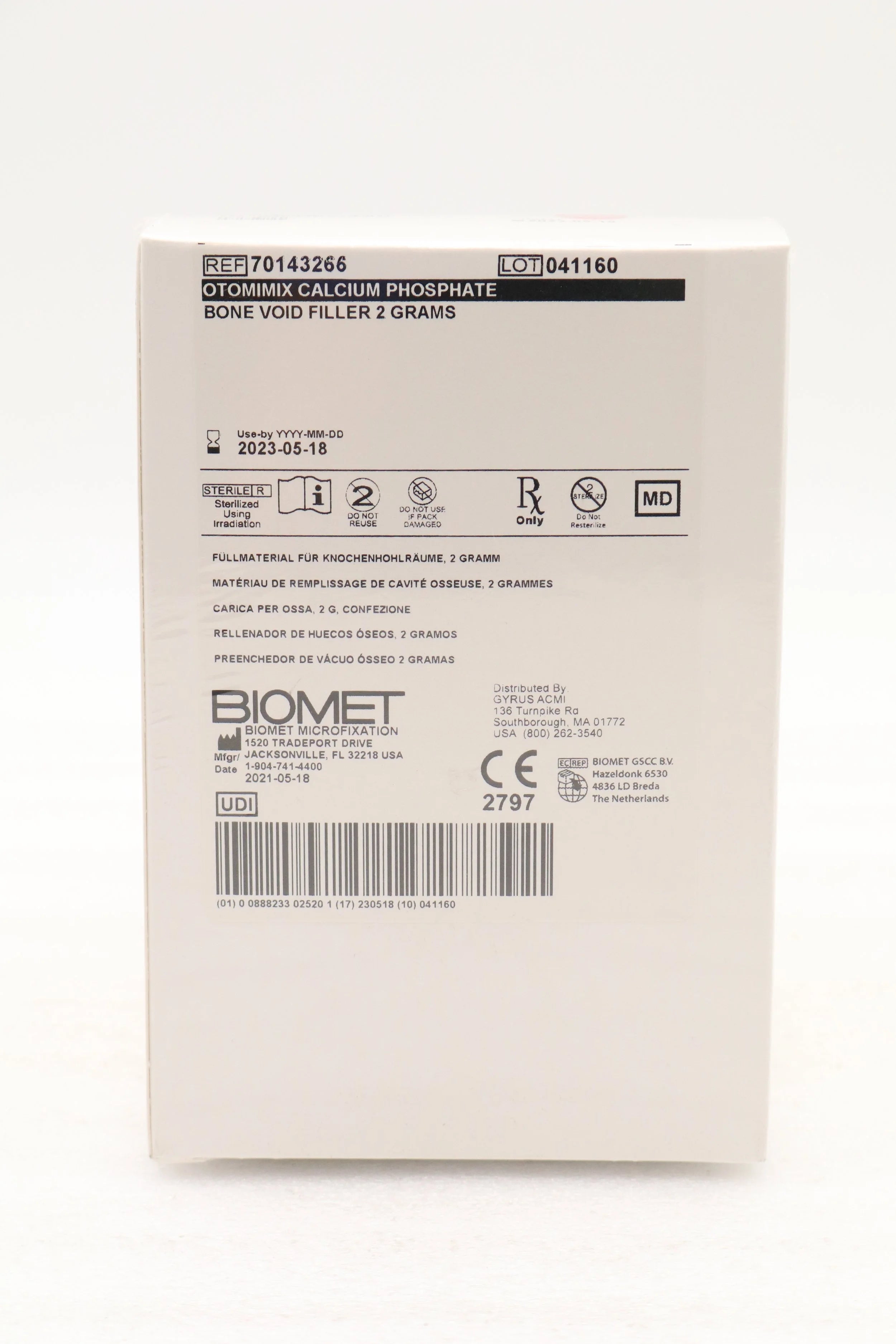 Zimmer Biomet | 70143266 | Otomimix Calcium Phosphate Bone Void Filler, 2g