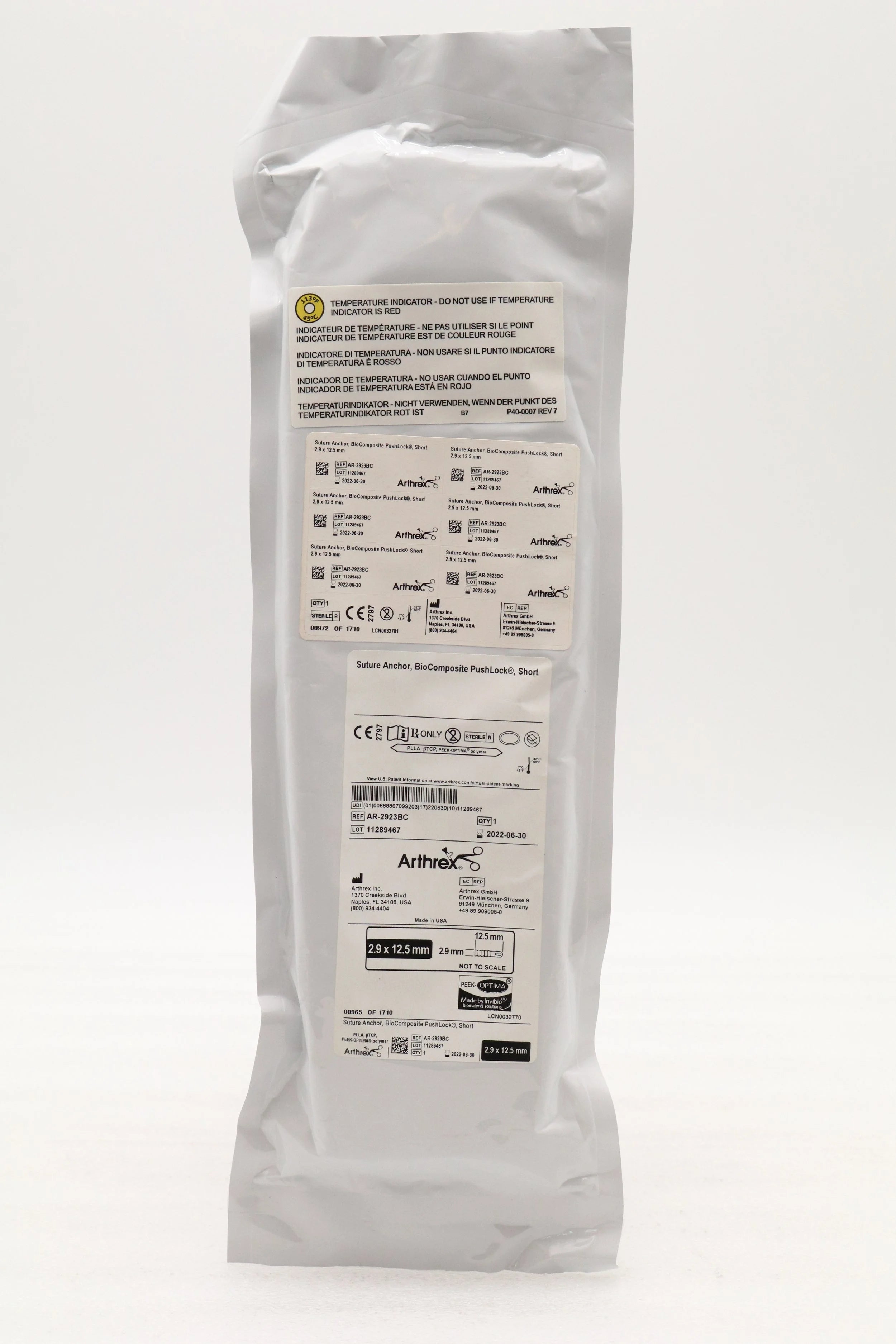 Arthrex | AR-2923BC | Biocomposite Pushlock Short Anchor 2.9mm X 12.5mm