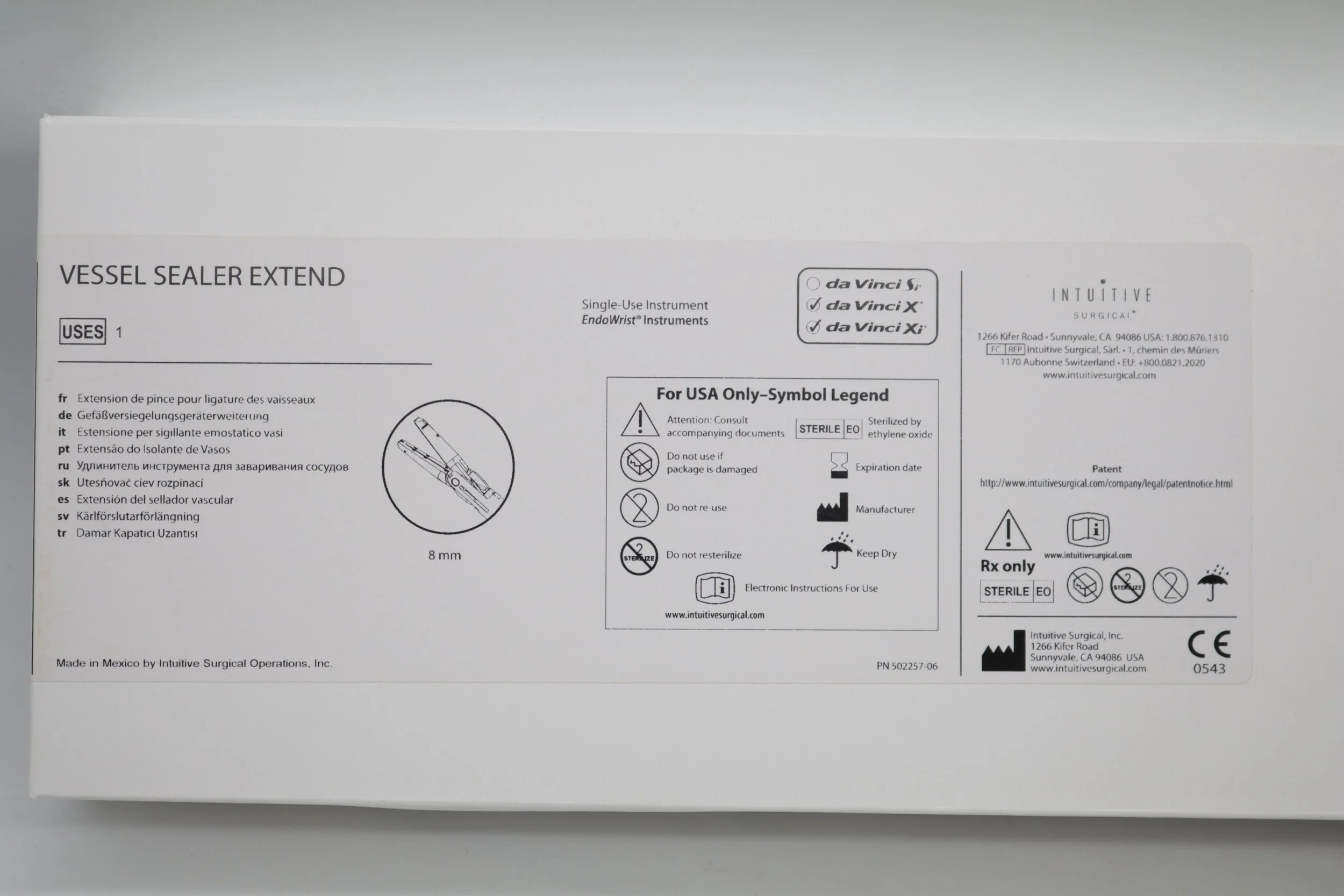 Intuitive Surgical | 480422 | Da Vinci X Xi Vessel Sealer Extend Single Use Instrument