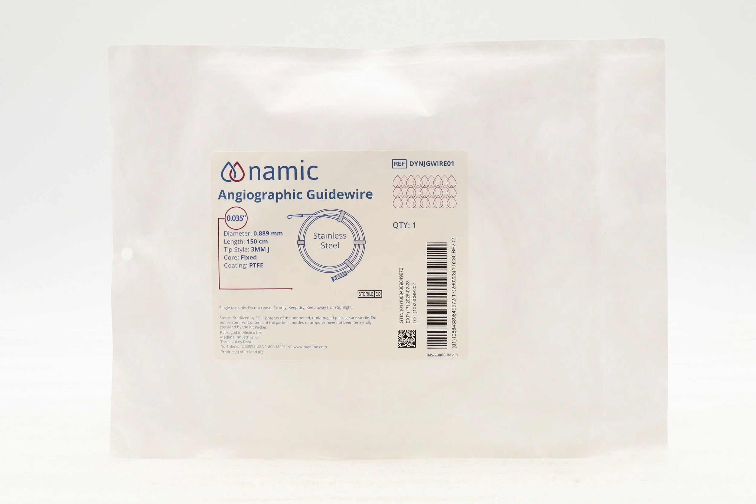 Medline | DYNJGWIRE01 | GUIDEWIRE .035X150 3MMJ TCFC
